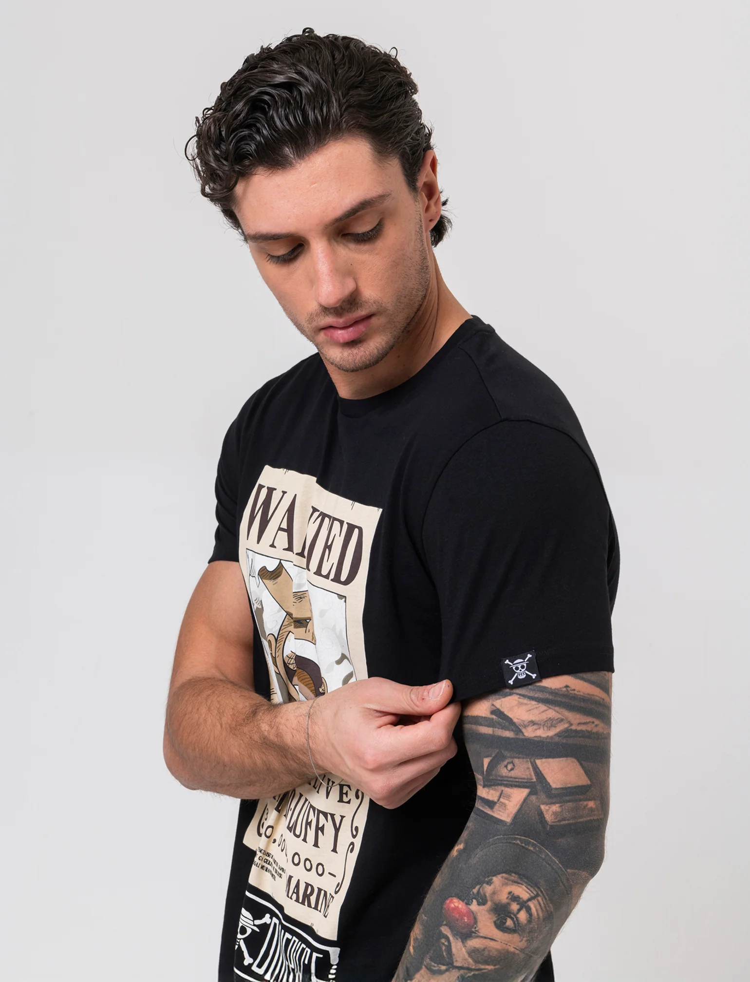 T-shirt con stampa One Piece da uomo - Nero - Image 3