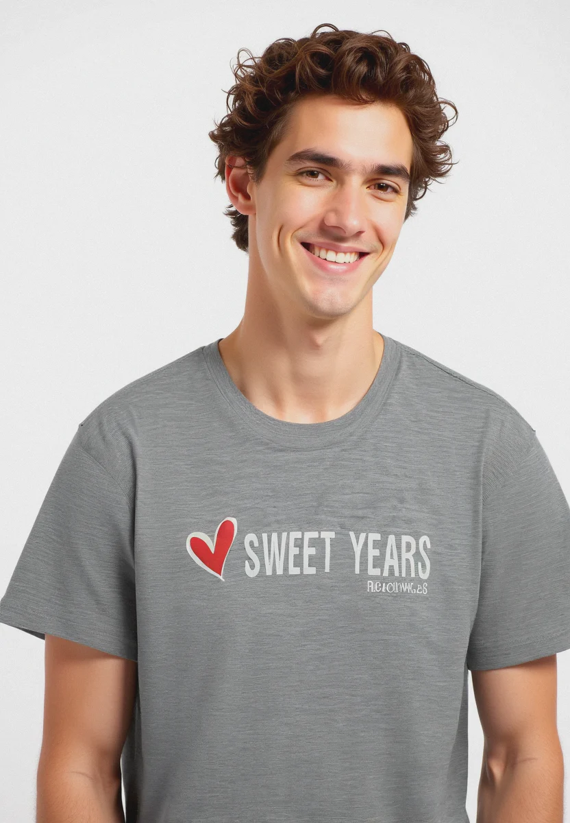 T-shirt con stampa sweet years da uomo - Grigio mel.