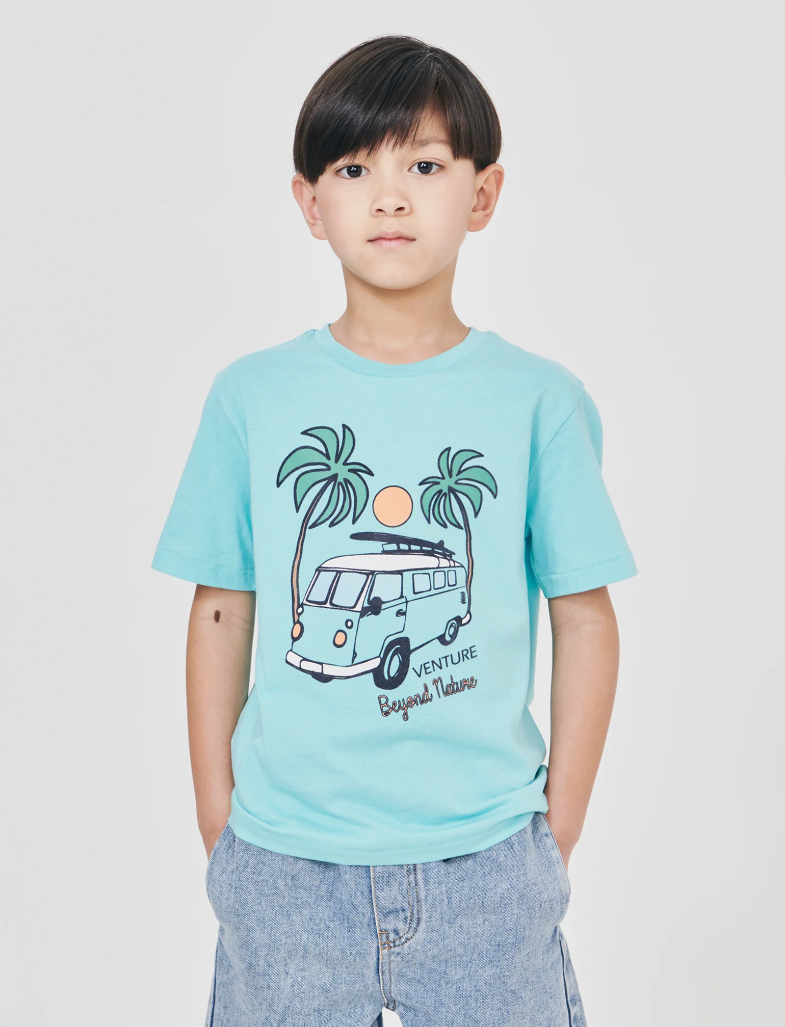 T-shirt con stampa versatile in cotone - Verde acqua - Image 3