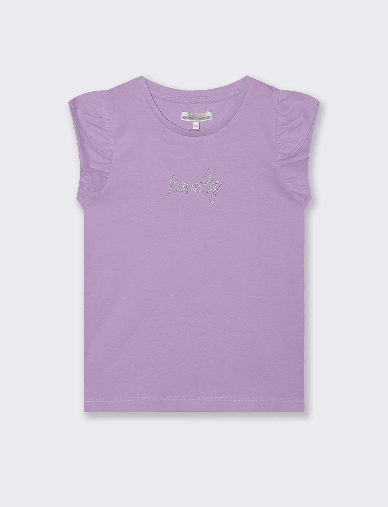 T-shirt con strass e manica volant - Lilla