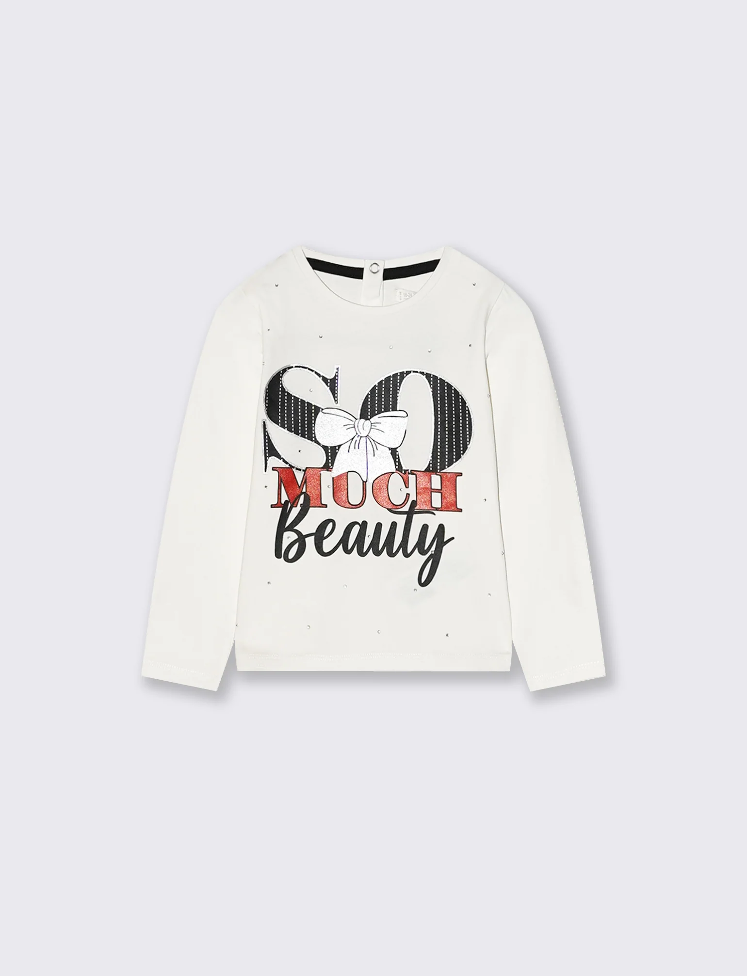 T shirt con strass e stampa - Bianco latte