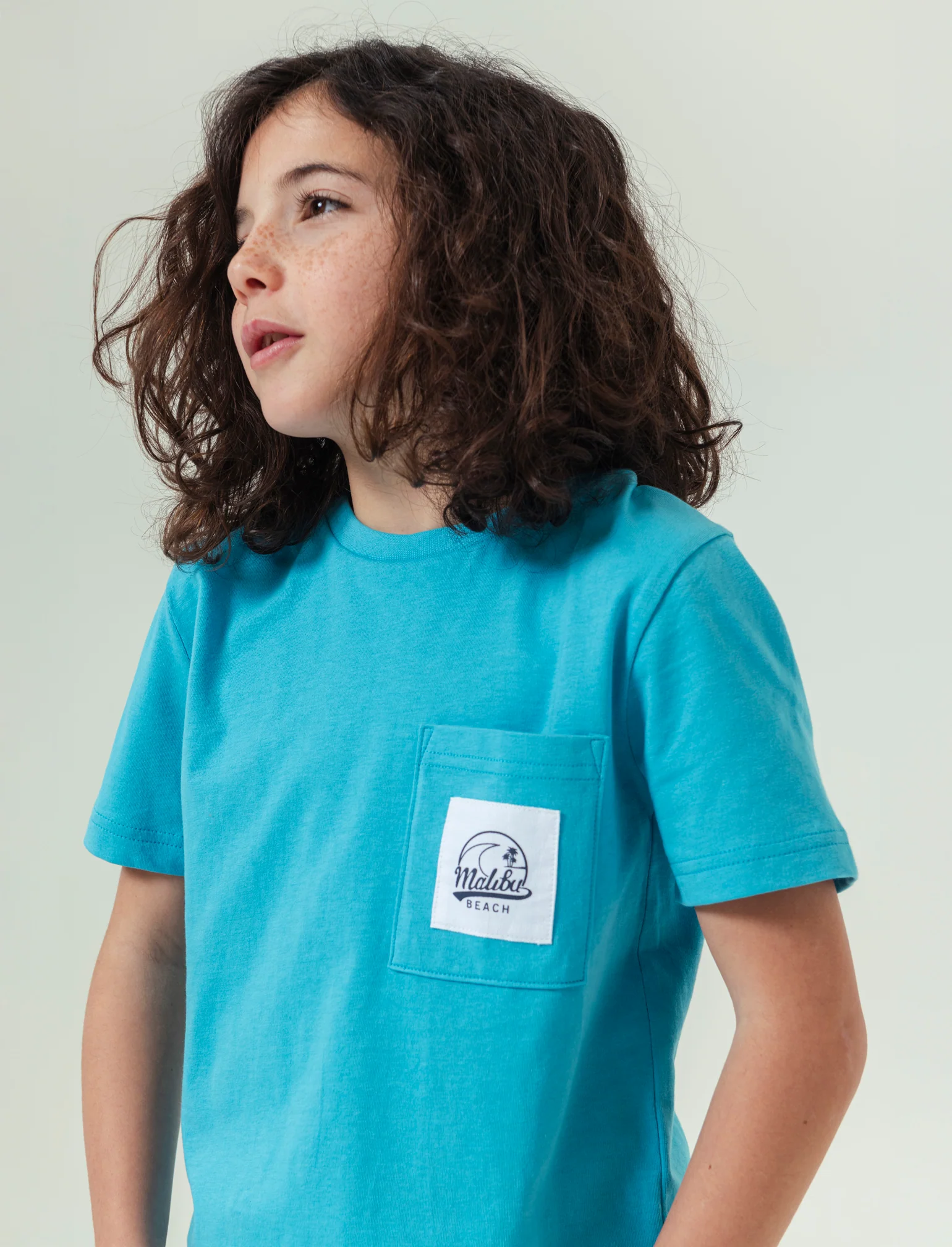 T-shirt con taschino da bambino - Turchese - Image 3