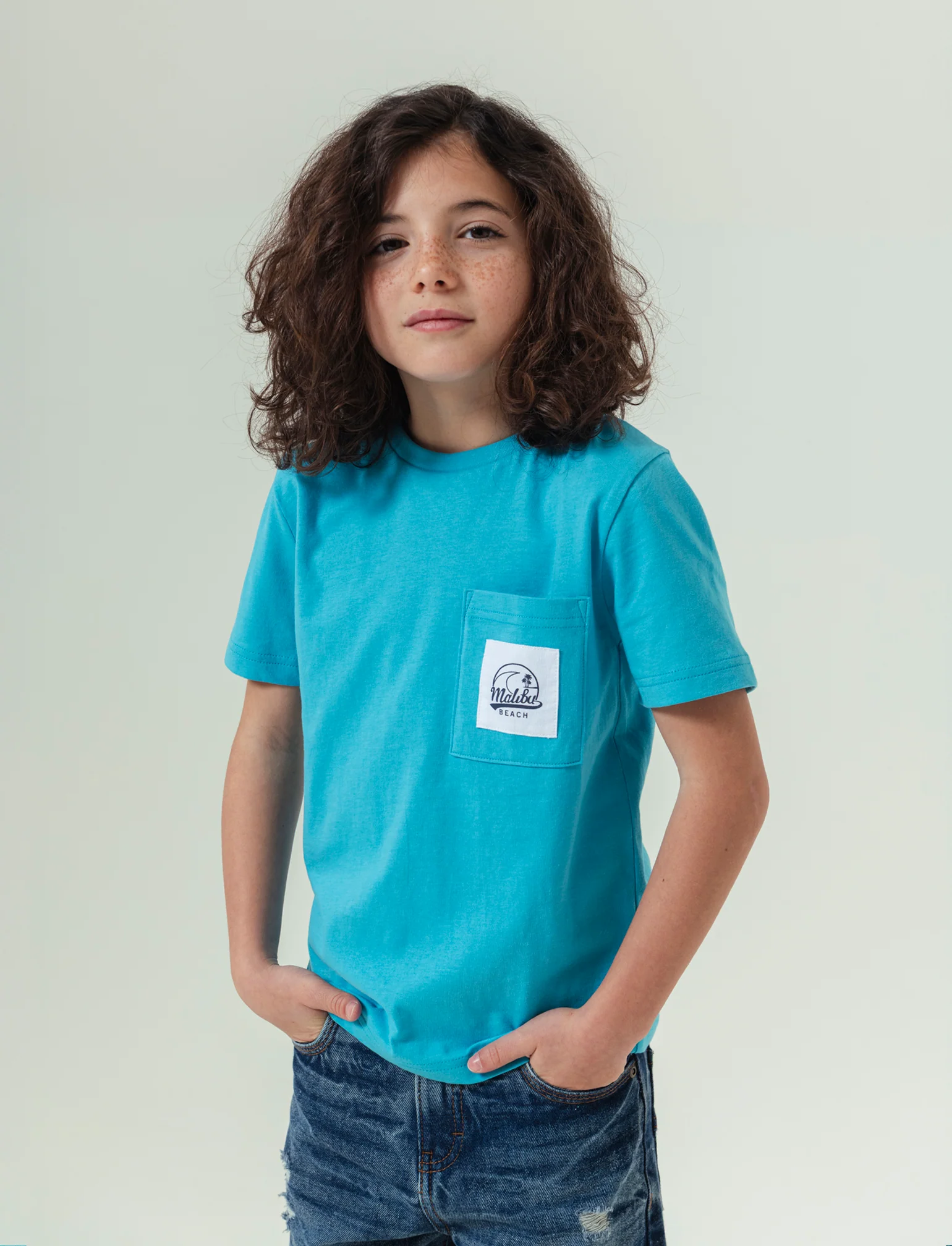 T-shirt con taschino da bambino - Turchese - Image 4