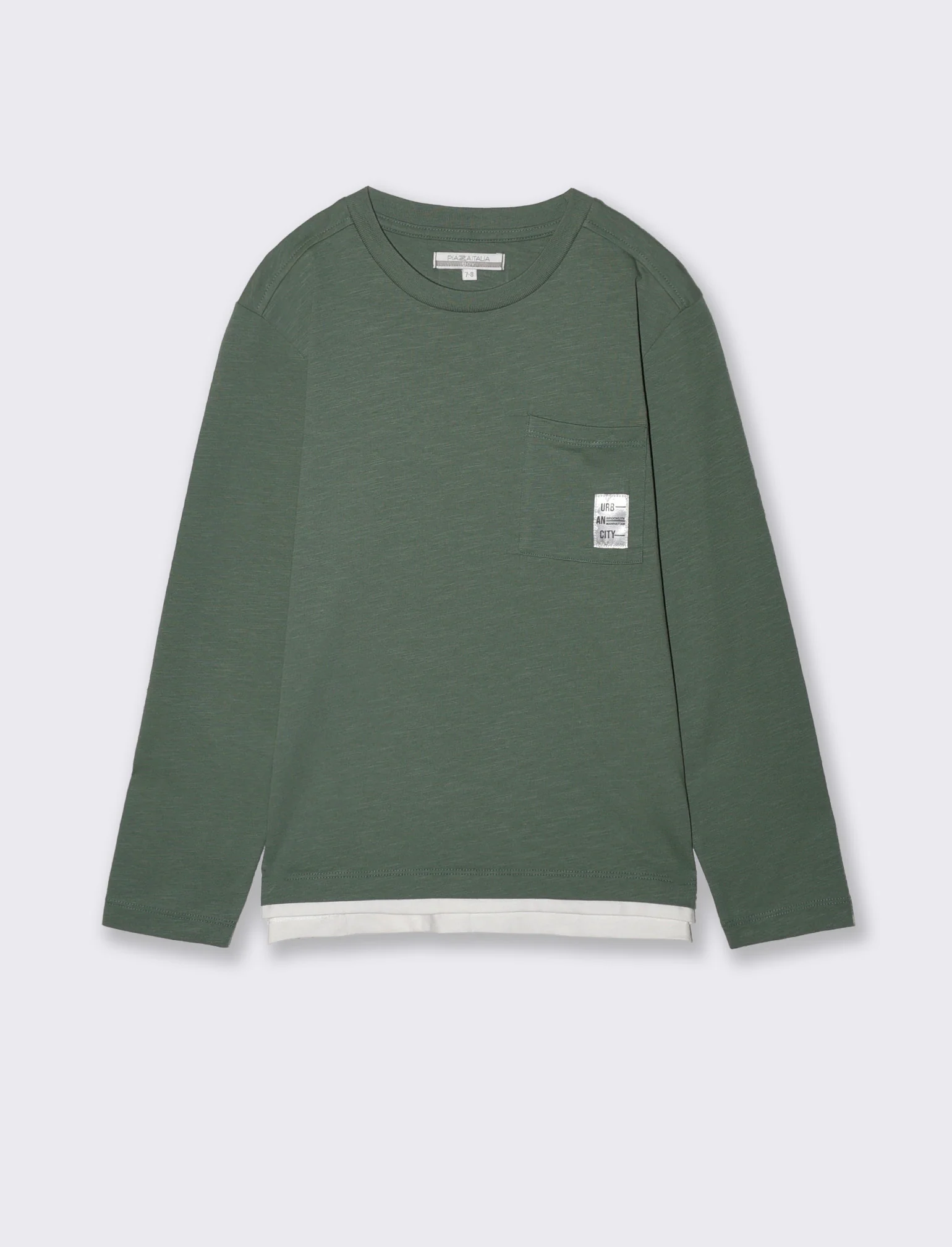 T-shirt con taschino e patch colorato - Verde salvia