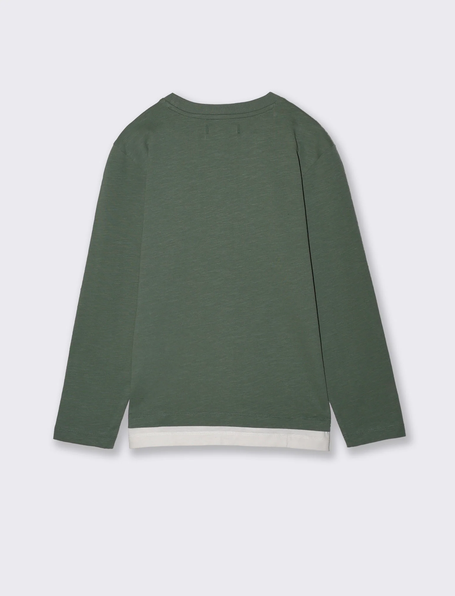 T-shirt con taschino e patch colorato - Verde salvia - Image 2