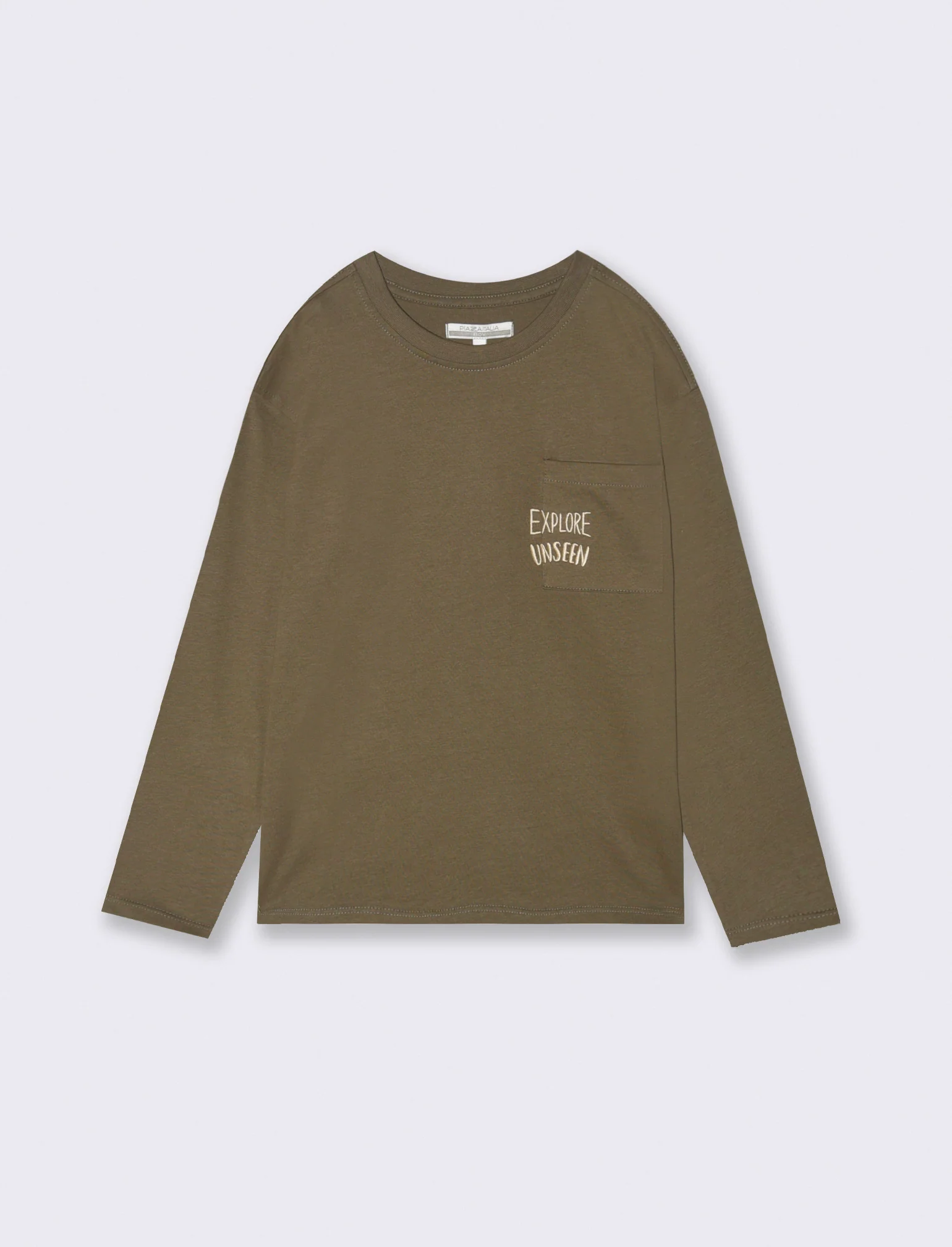T-shirt con taschino - Verde militare - Image 3