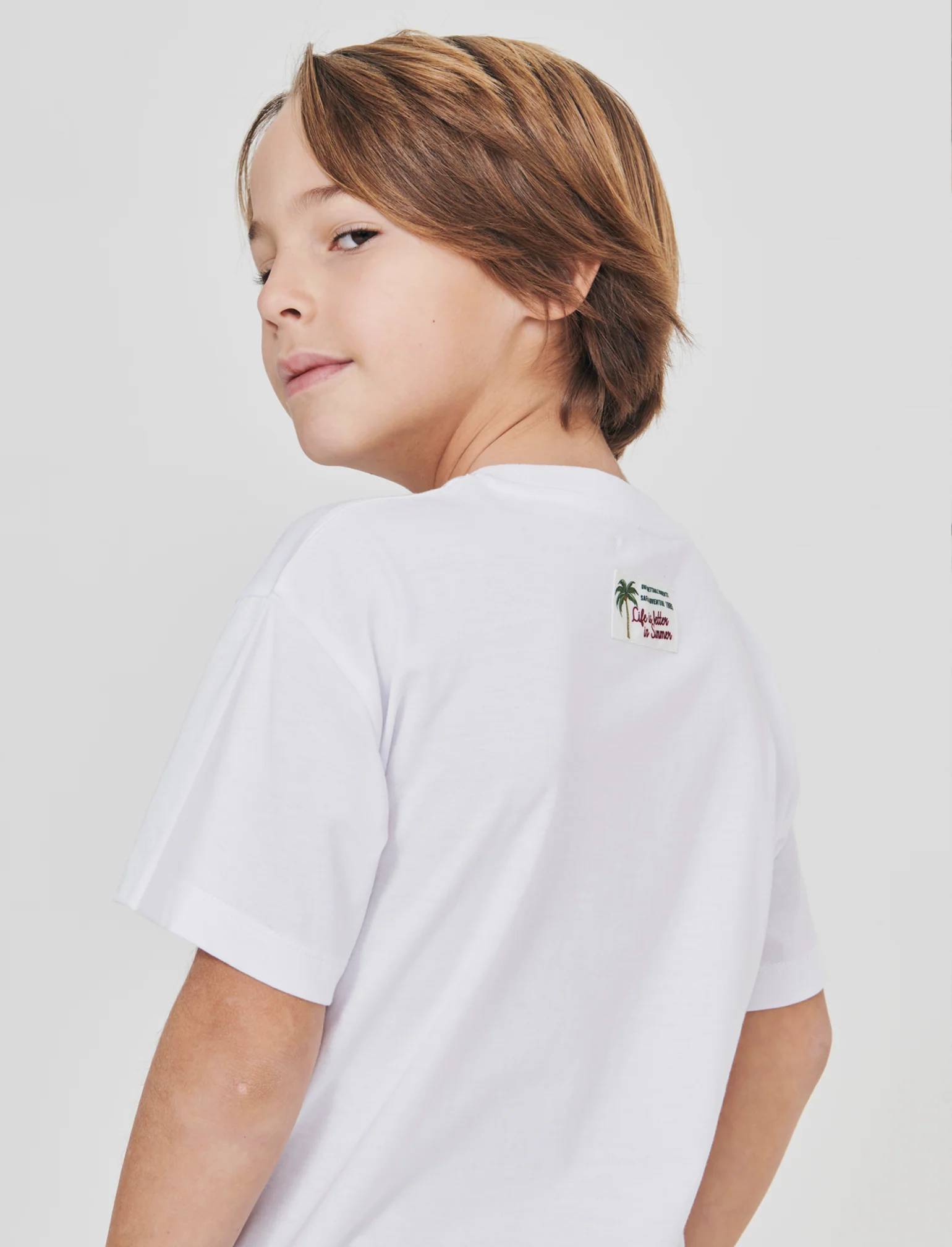T-shirt con toppa applicata e collo a scatola - Bianco