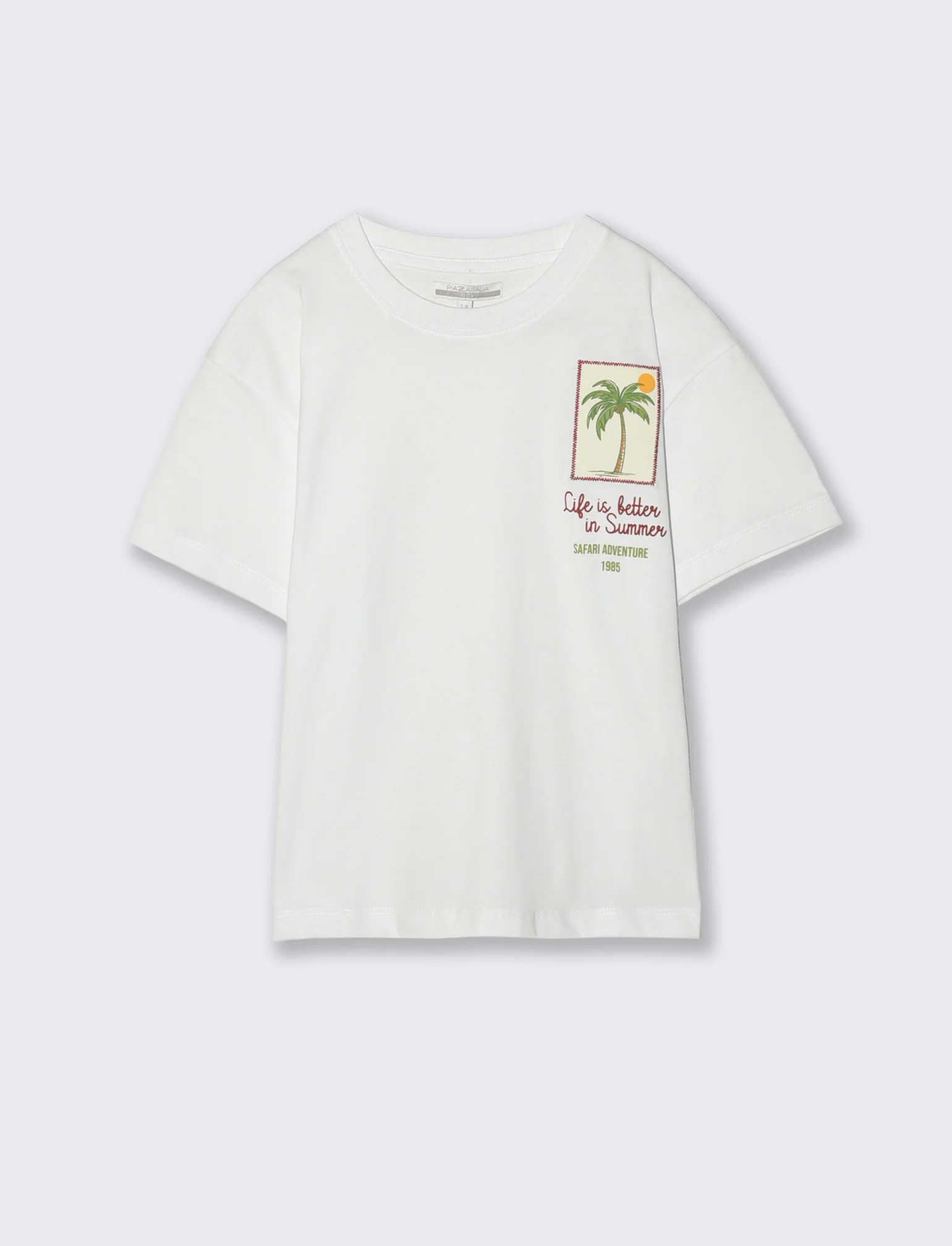 T-shirt con toppa applicata e collo a scatola - Bianco - Image 2