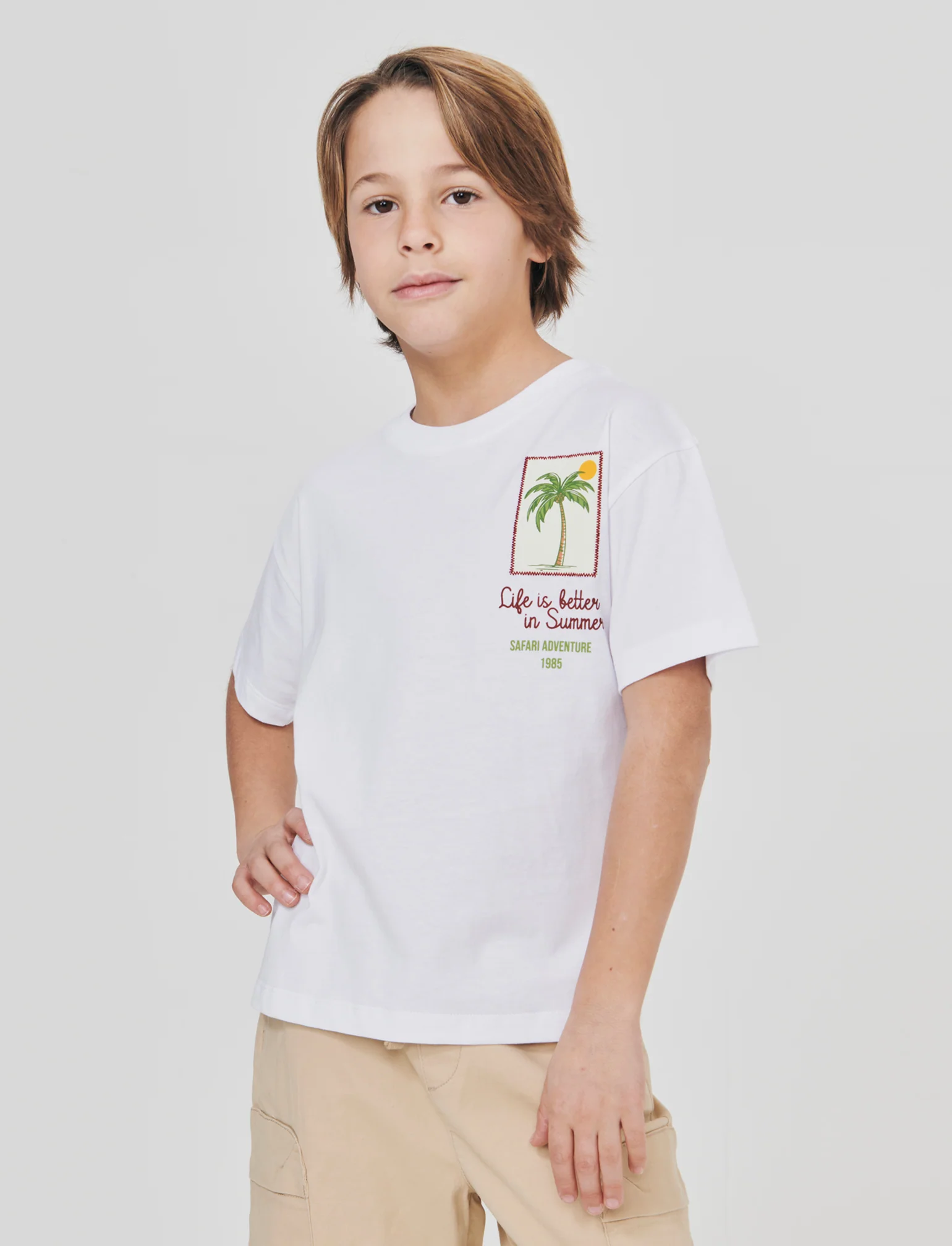 T-shirt con toppa applicata e collo a scatola - Bianco - Image 3