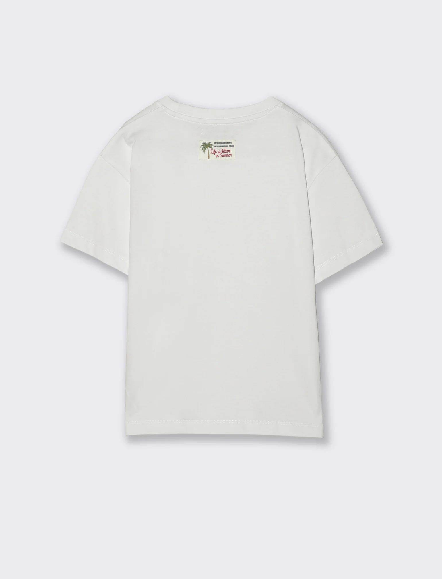 T-shirt con toppa applicata e collo a scatola - Bianco - Image 4