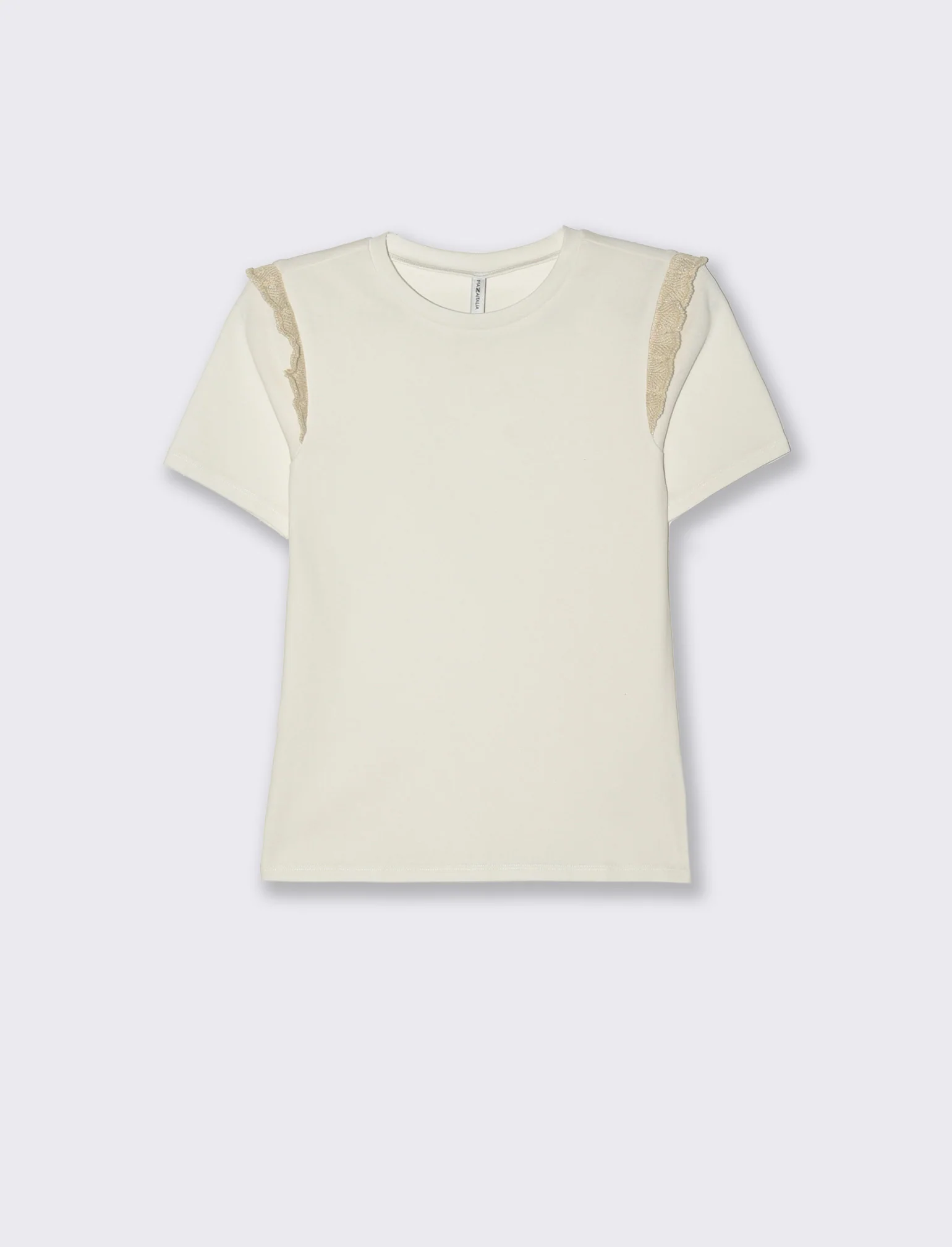 T-shirt con volant da donna - Bianco latte - Image 4