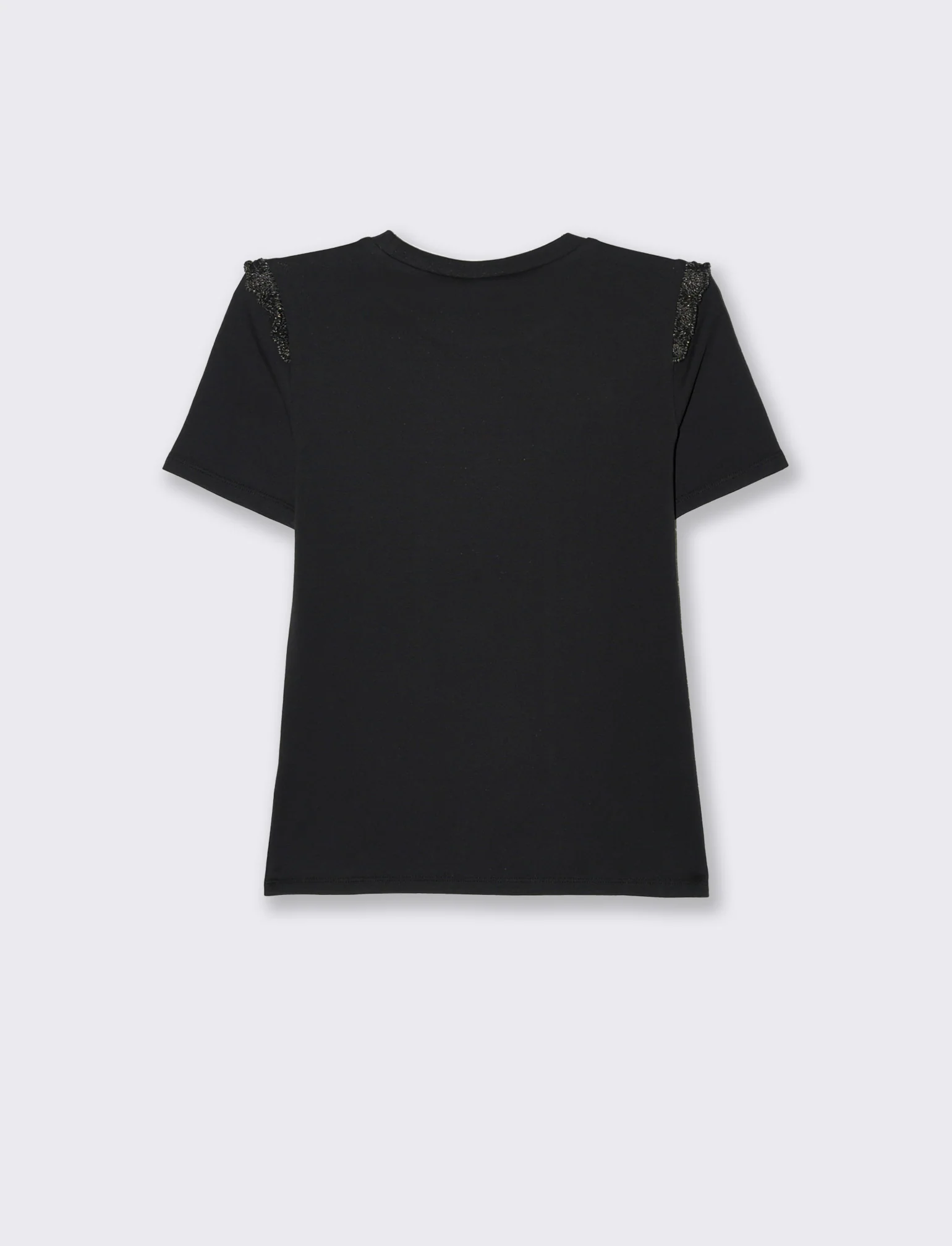 T-shirt con volant da donna - Nero - Image 2