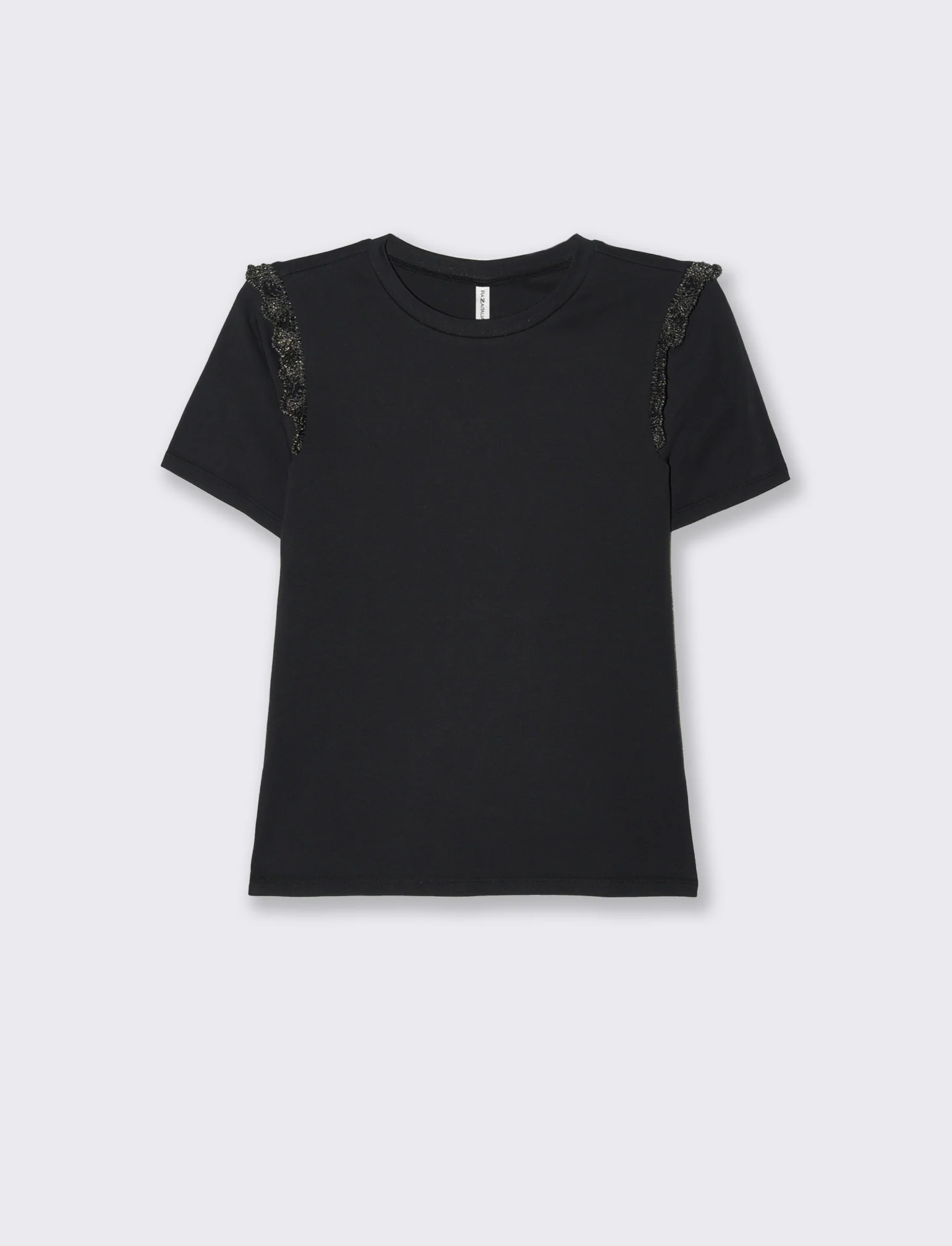 T-shirt con volant da donna - Nero - Image 4