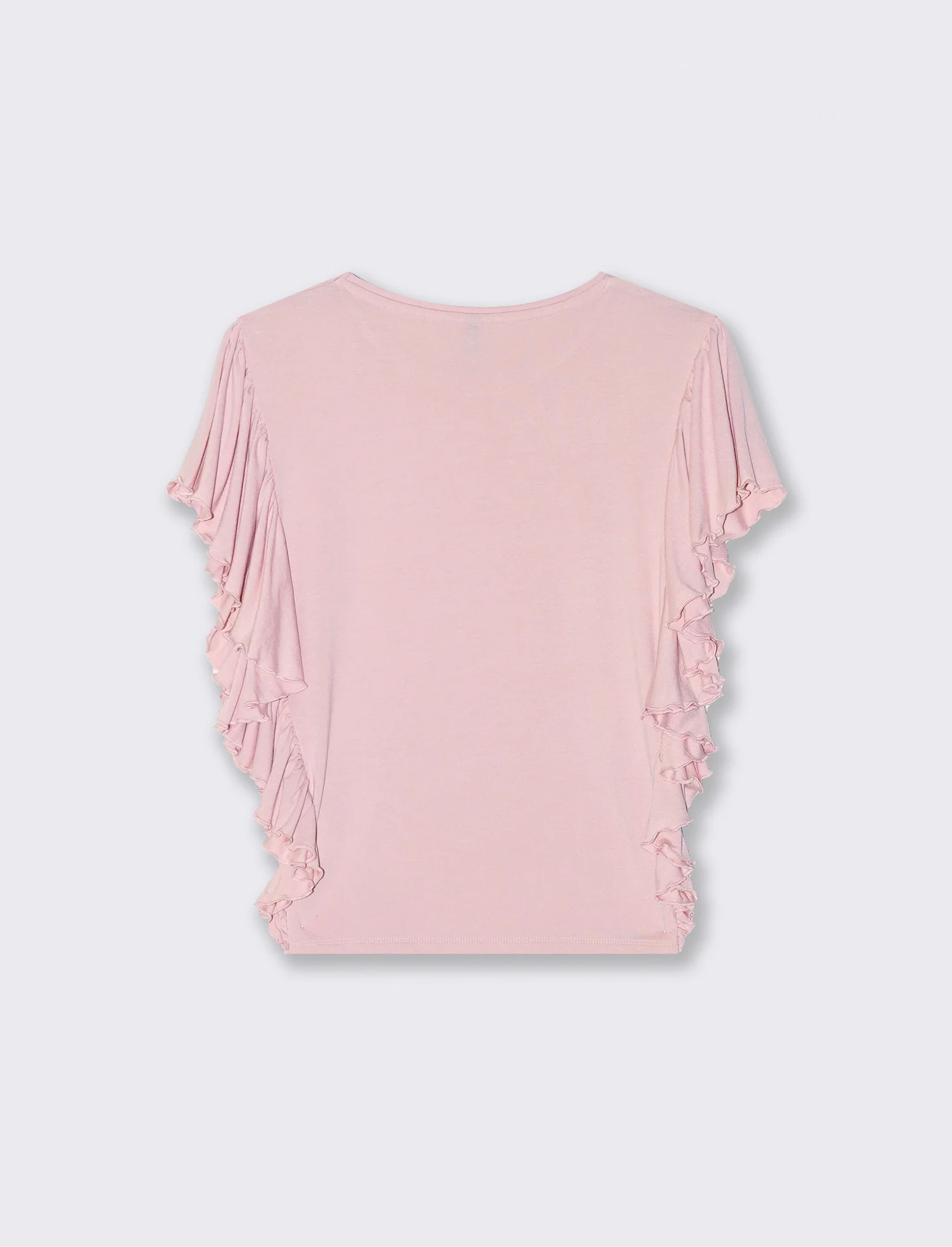 T-Shirt con Volant Laterali - Rosa polvere - Image 2