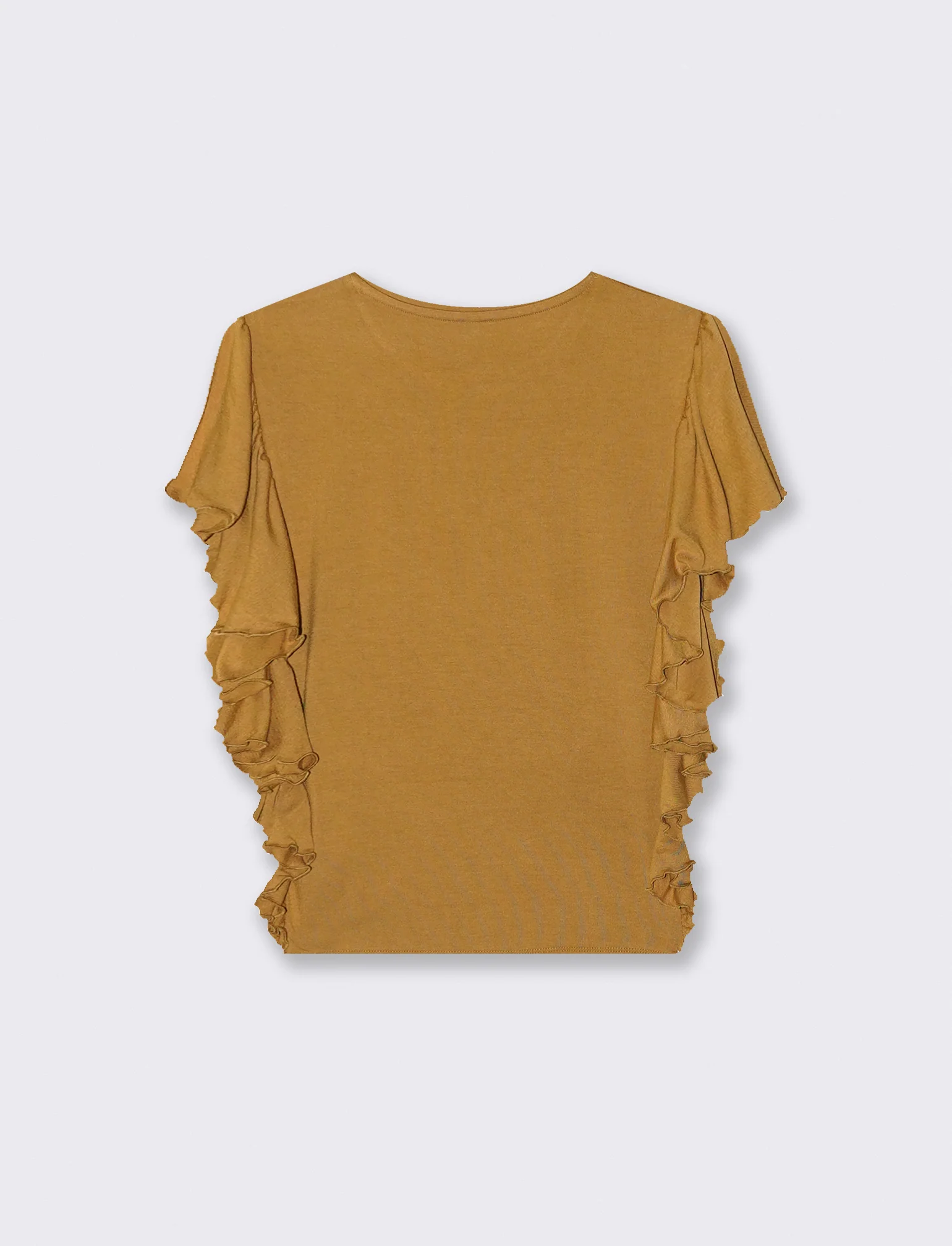 T-Shirt con Volant Laterali - Senape - Image 2