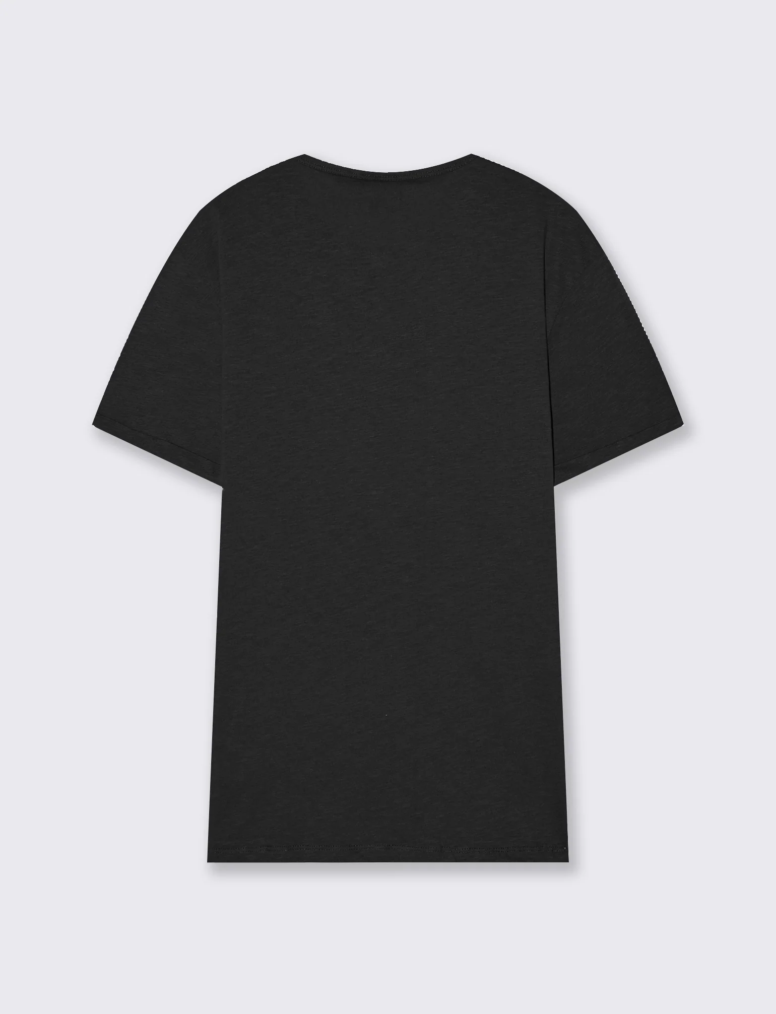 T-shirt cotone collo serafino bottoni - Nero - Image 2