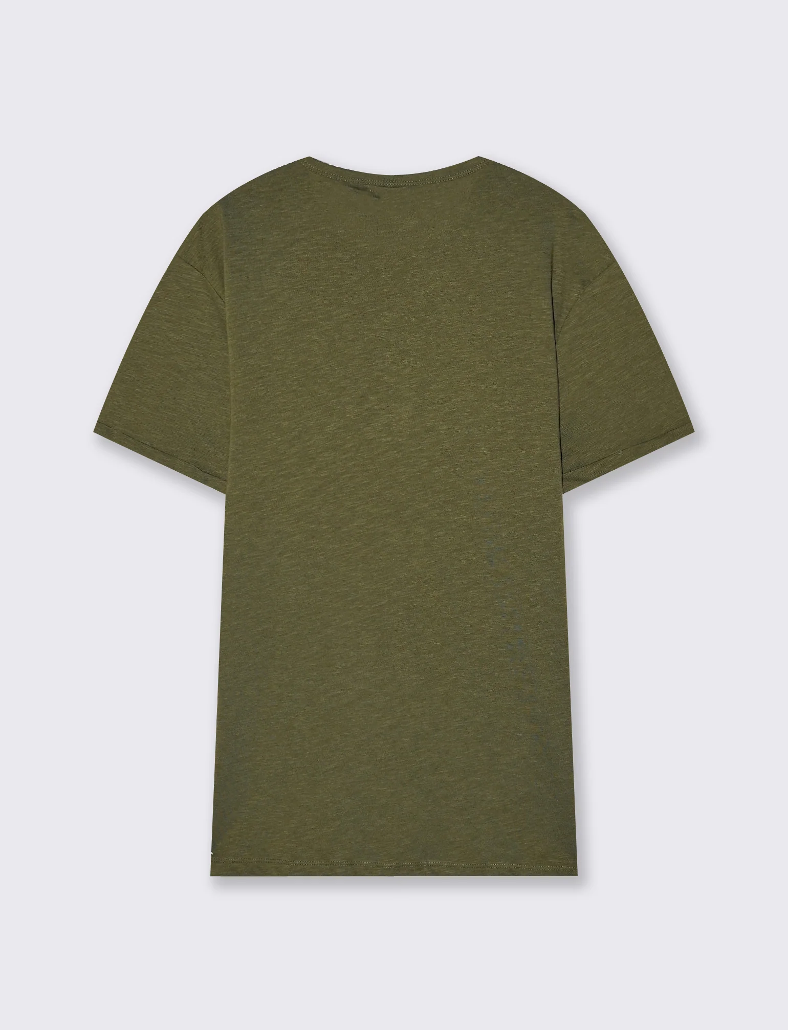 T-shirt cotone collo serafino bottoni - Verde oliva - Image 2