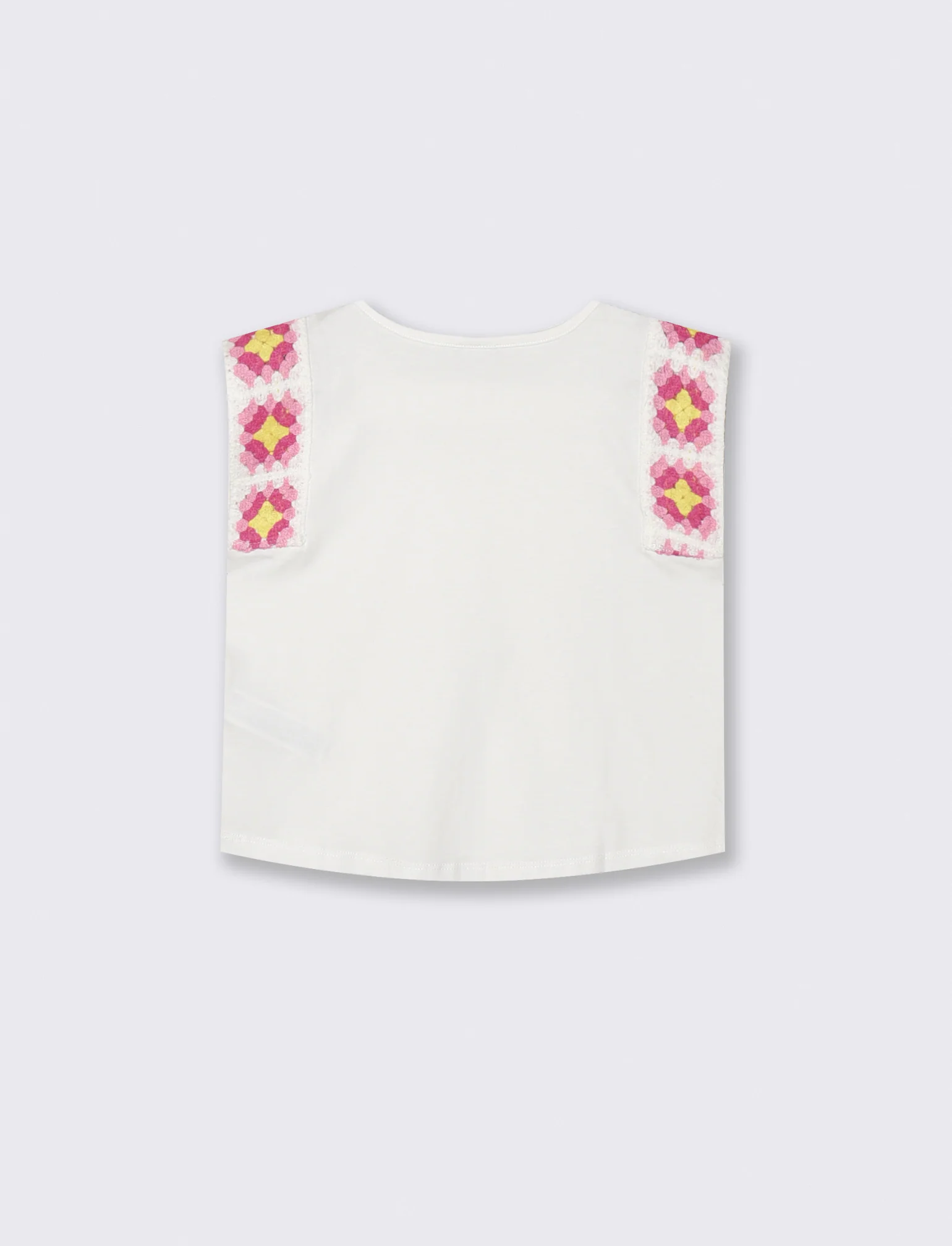 T-Shirt Cotone con Maniche Crochet - Bianco latte - Image 4