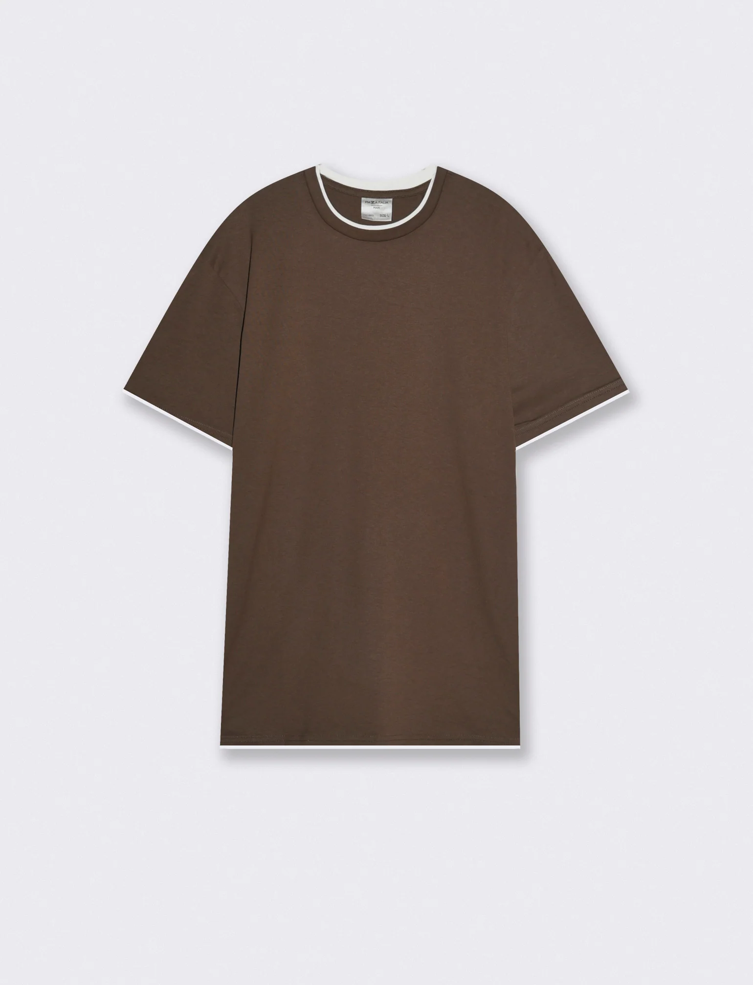 T-shirt cotone con orli a contrasto - Moro