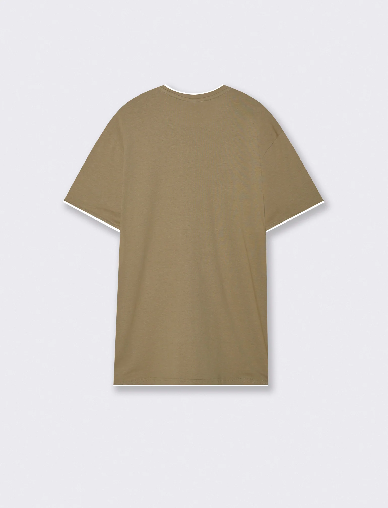 T-shirt cotone con orli a contrasto - Verde kaki - Image 2