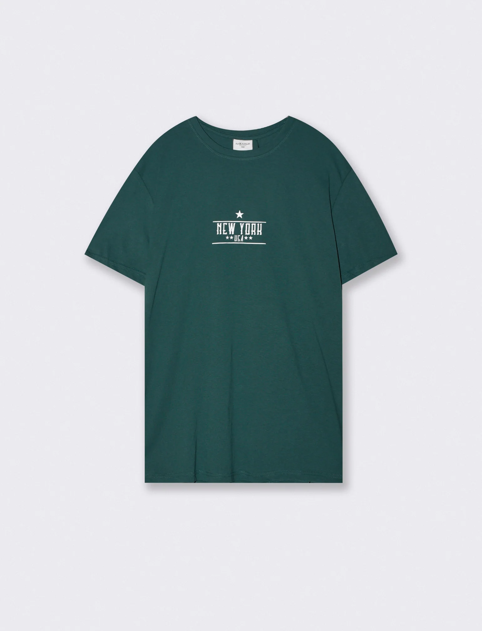 T-shirt cotone con stampa a contrasto - Verde petrolio - Image 2