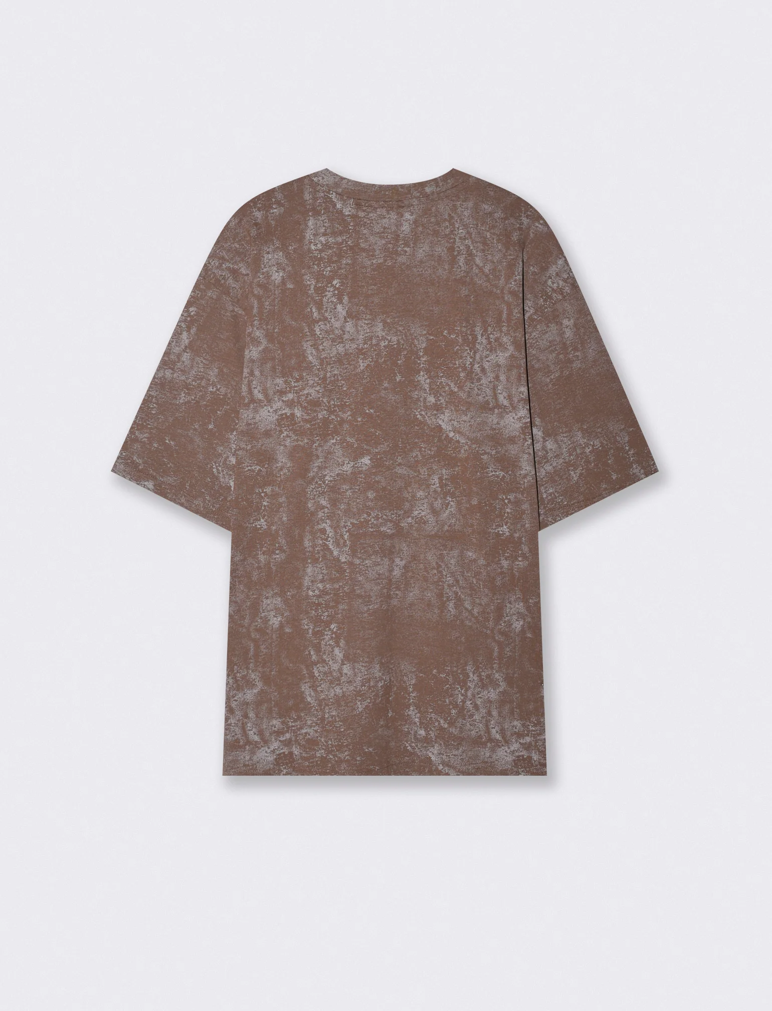 T-shirt cotone con stampa astratta all over - Grigio fango - Image 6