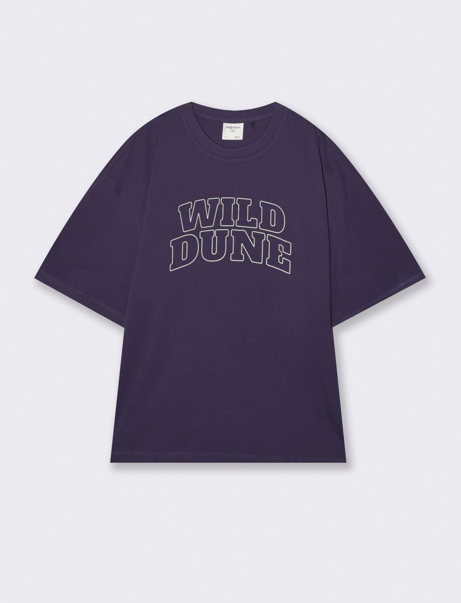 T-shirt cotone con stampa effetto ricamo - Viola - Image 4
