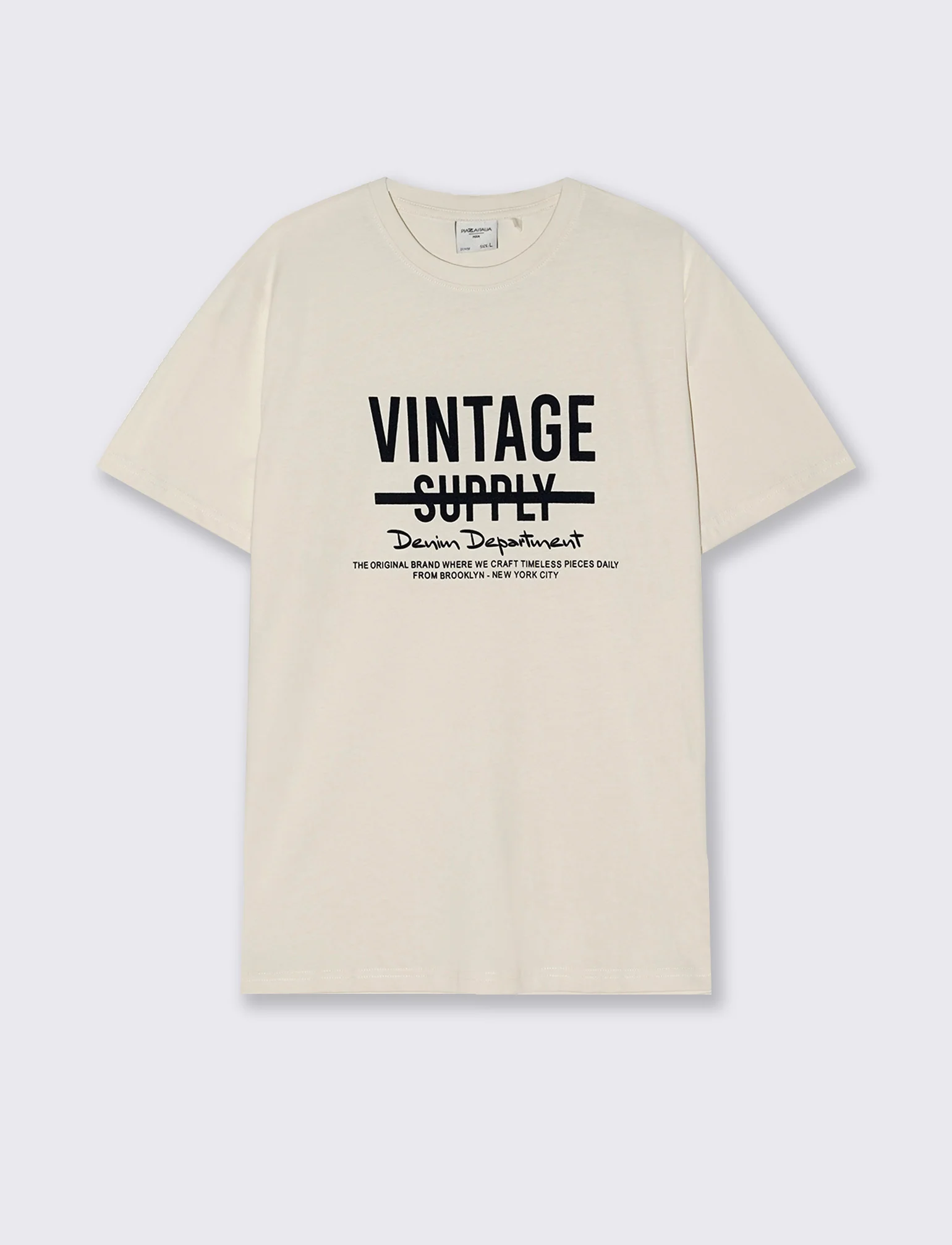 T-shirt cotone con stampa effetto velluto - Beige ecru