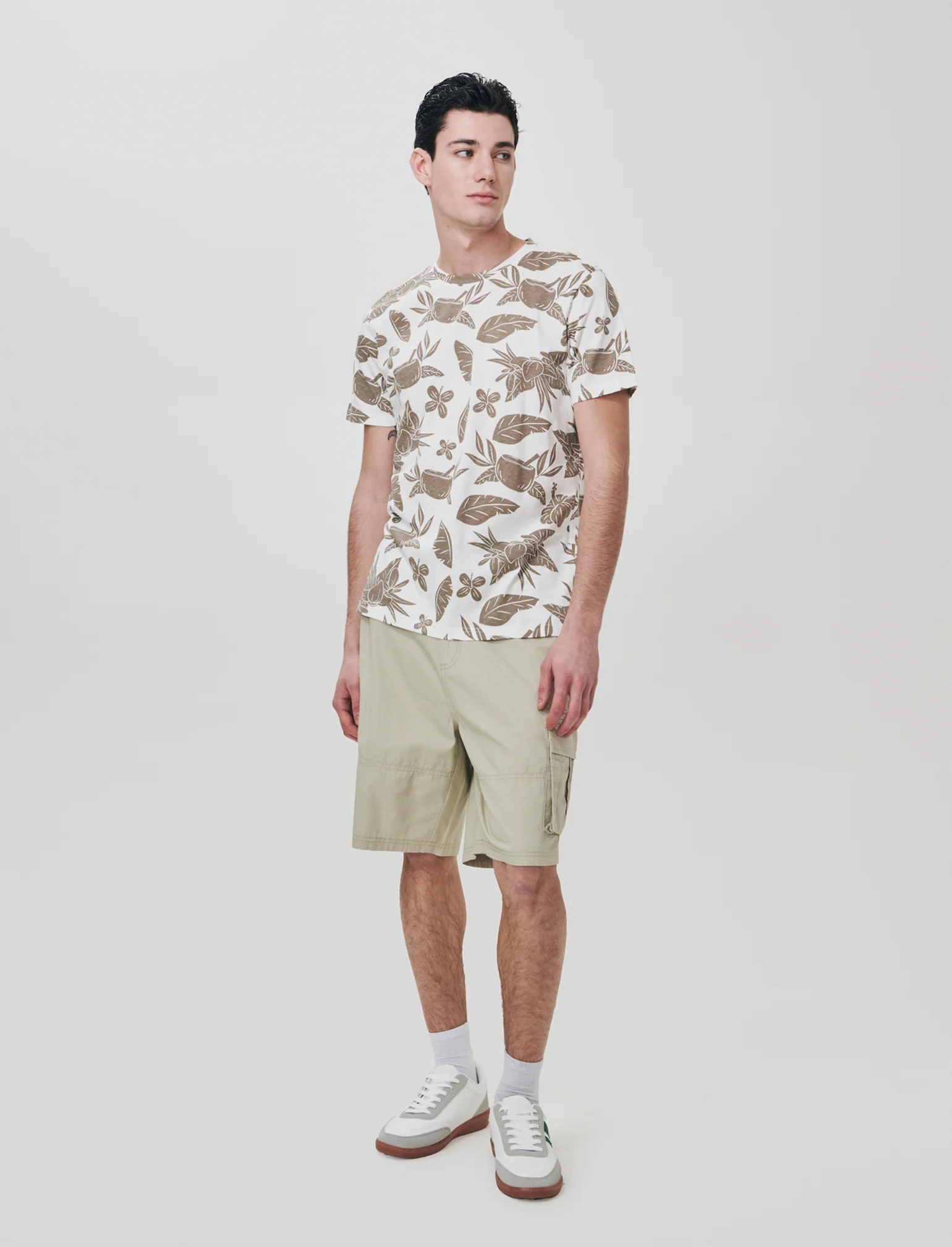T-shirt cotone floreale all over - Bianco sporco - Image 4