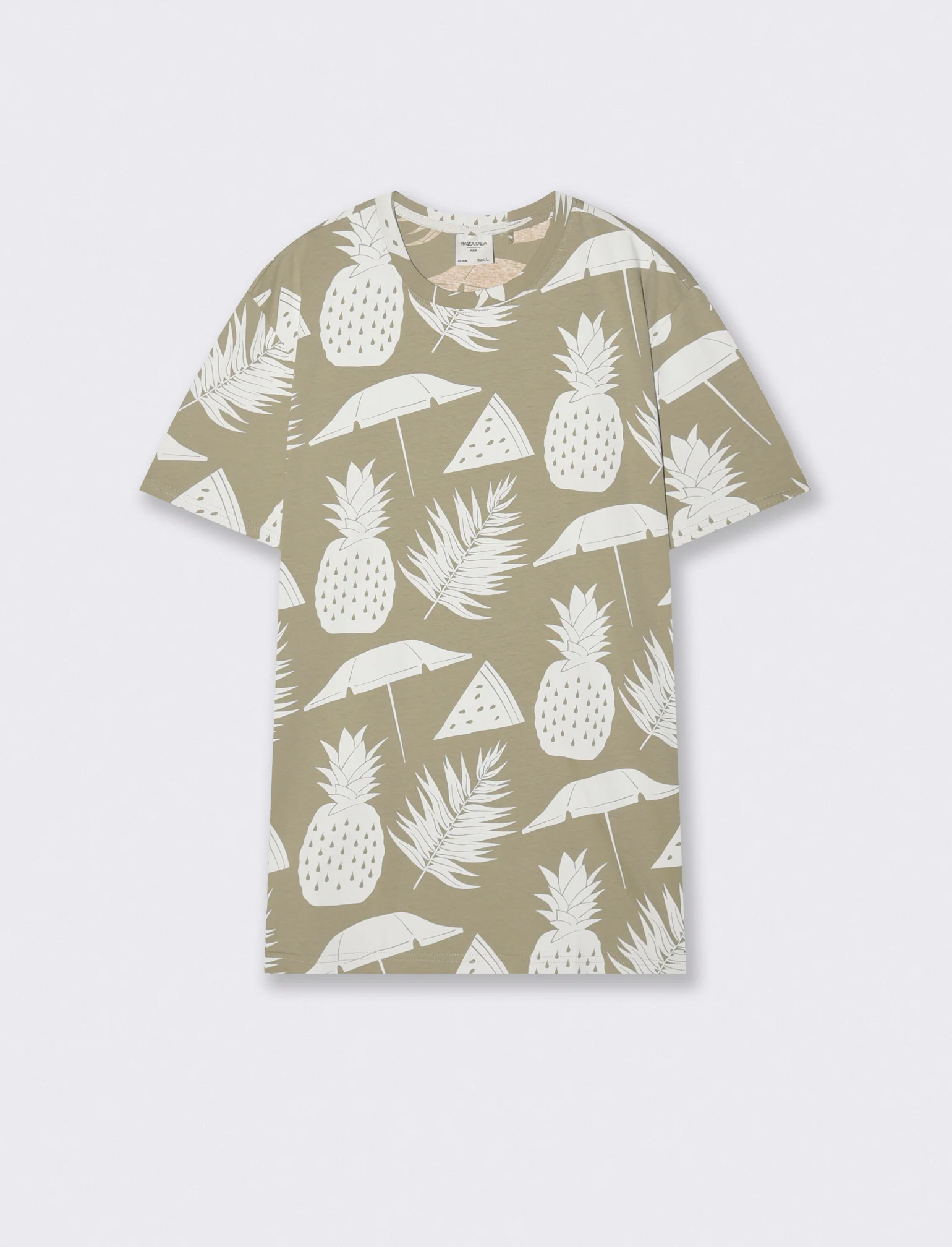 T-shirt cotone floreale all over - Grigio stone