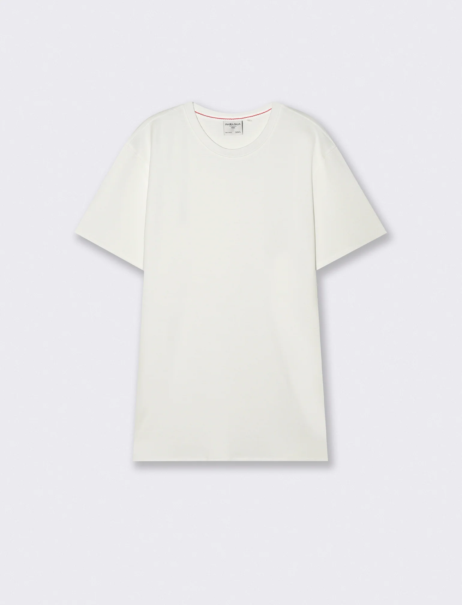 T-shirt cotone jacquard maniche corte - Beige ecru