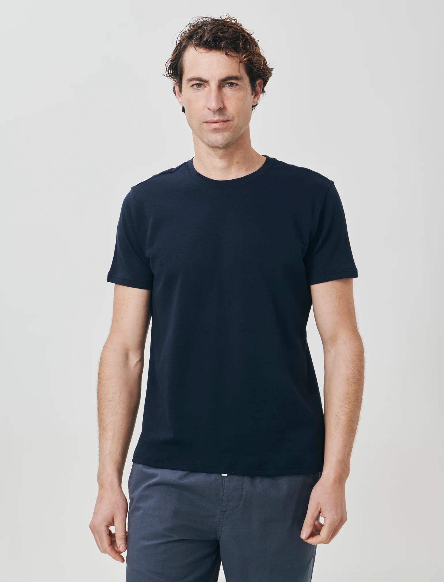 T-shirt cotone jacquard maniche corte - Blu - Image 4