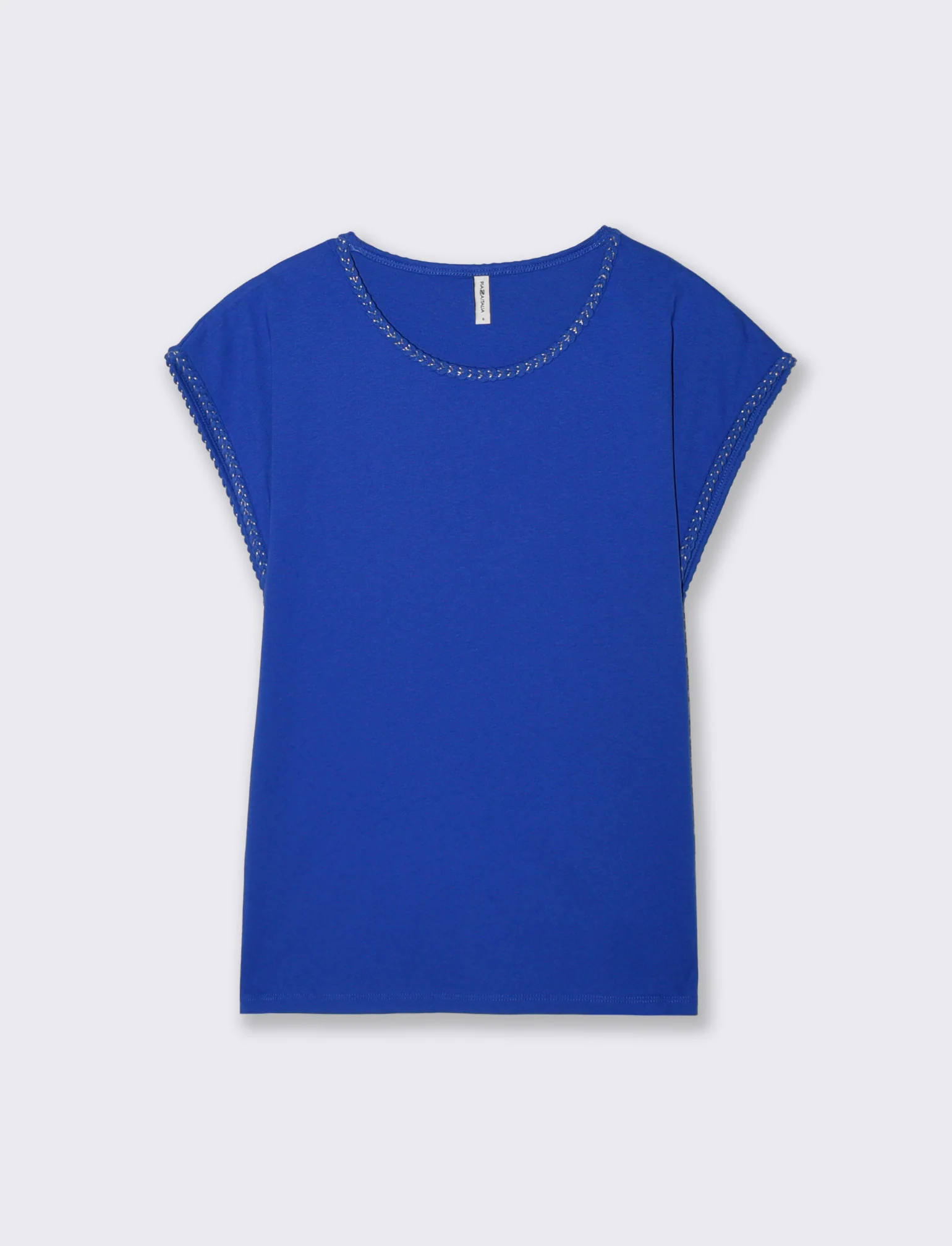 T-Shirt Cotone Manica Corto con Trim - Royal