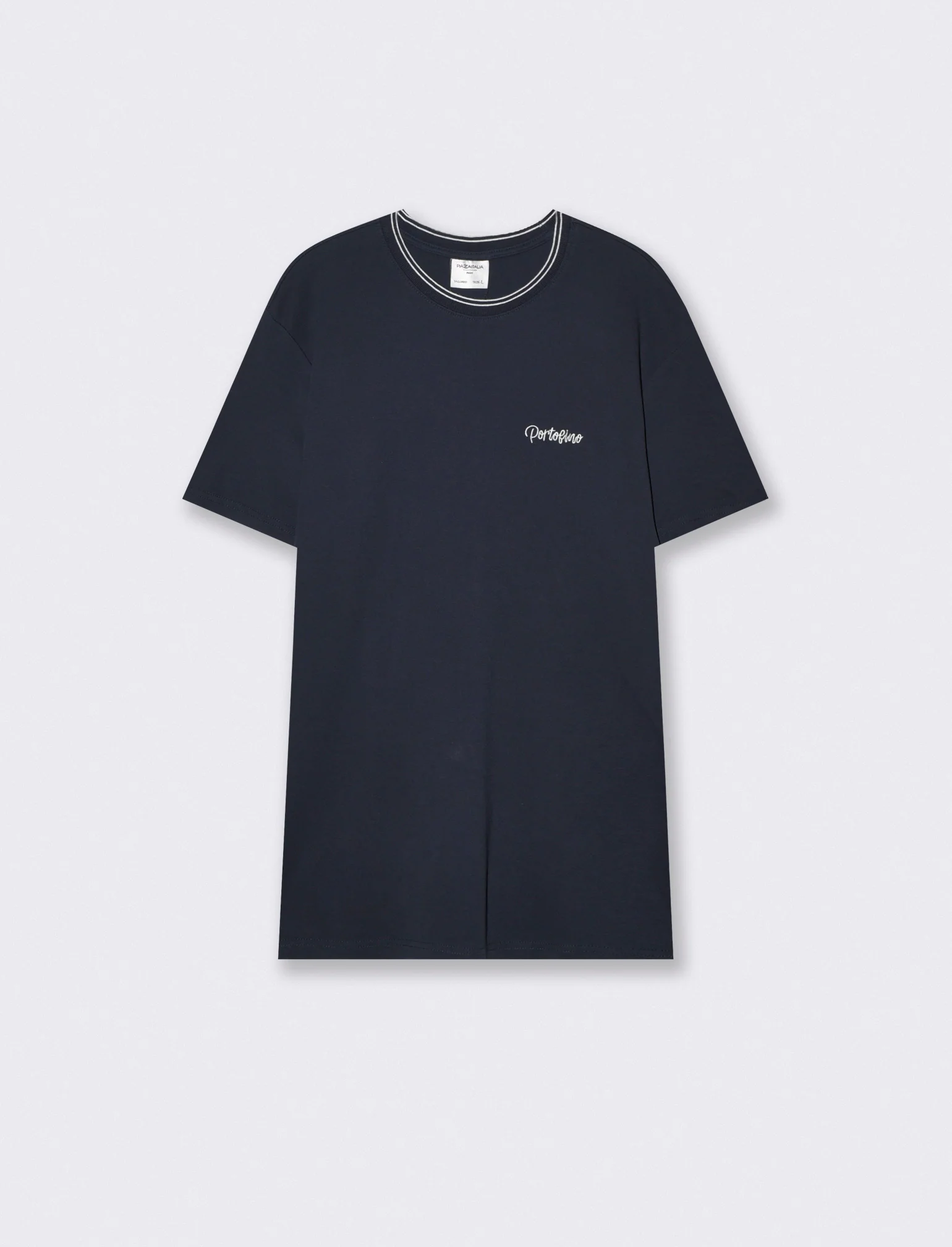 T-shirt cotone mercerizzato con contrasti - Blu