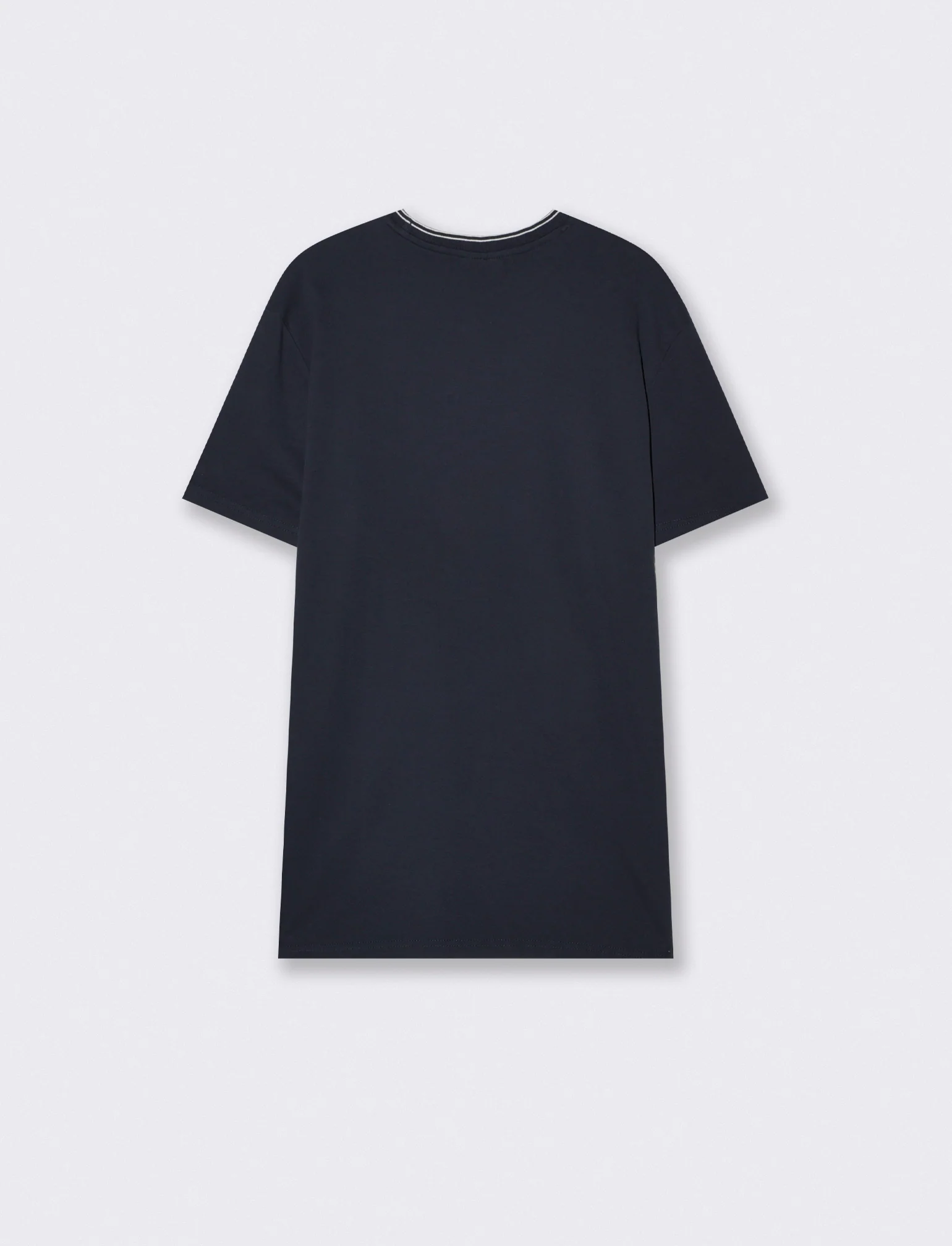 T-shirt cotone mercerizzato con contrasti - Blu - Image 2