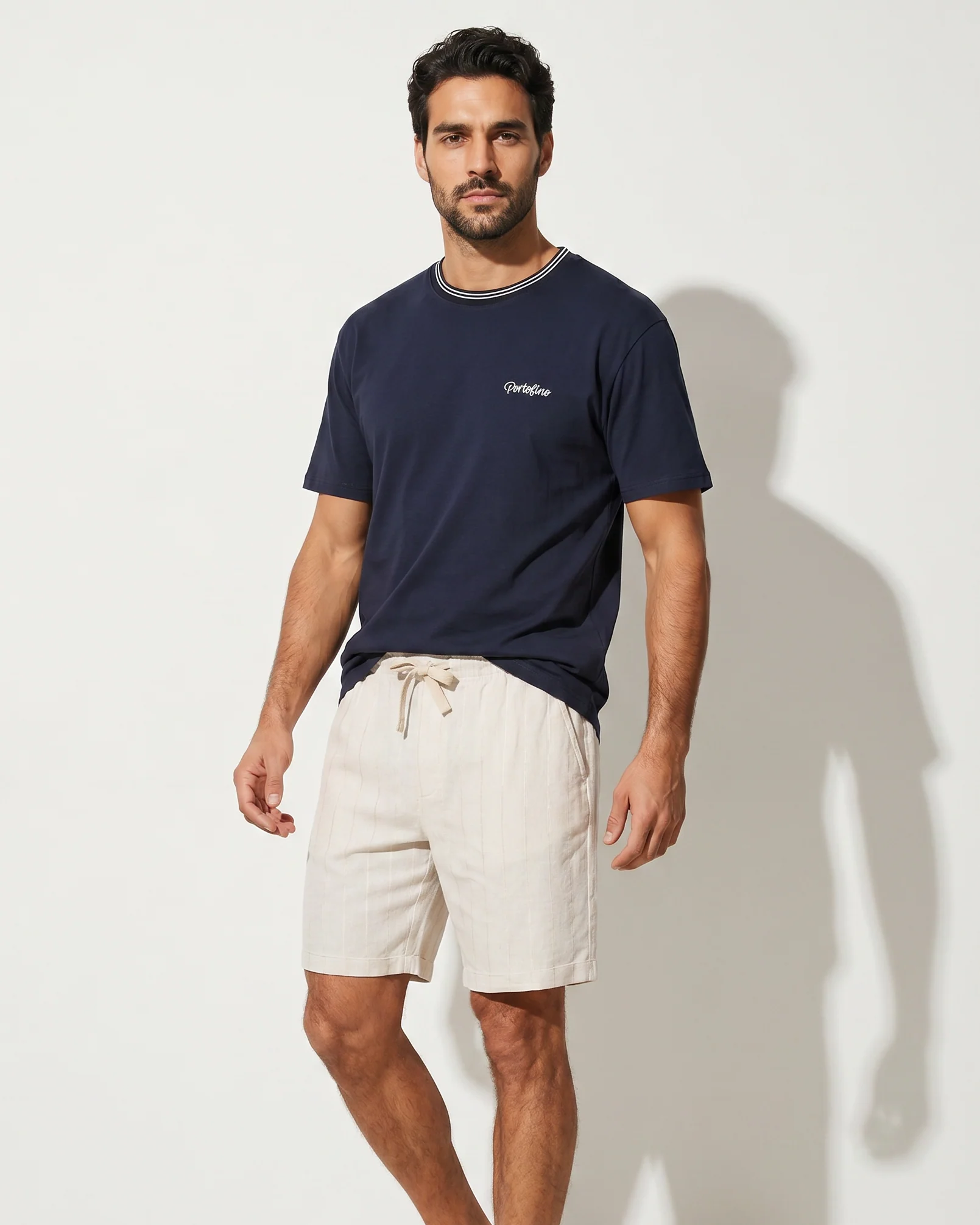 T-shirt cotone mercerizzato con contrasti - Blu - Image 4