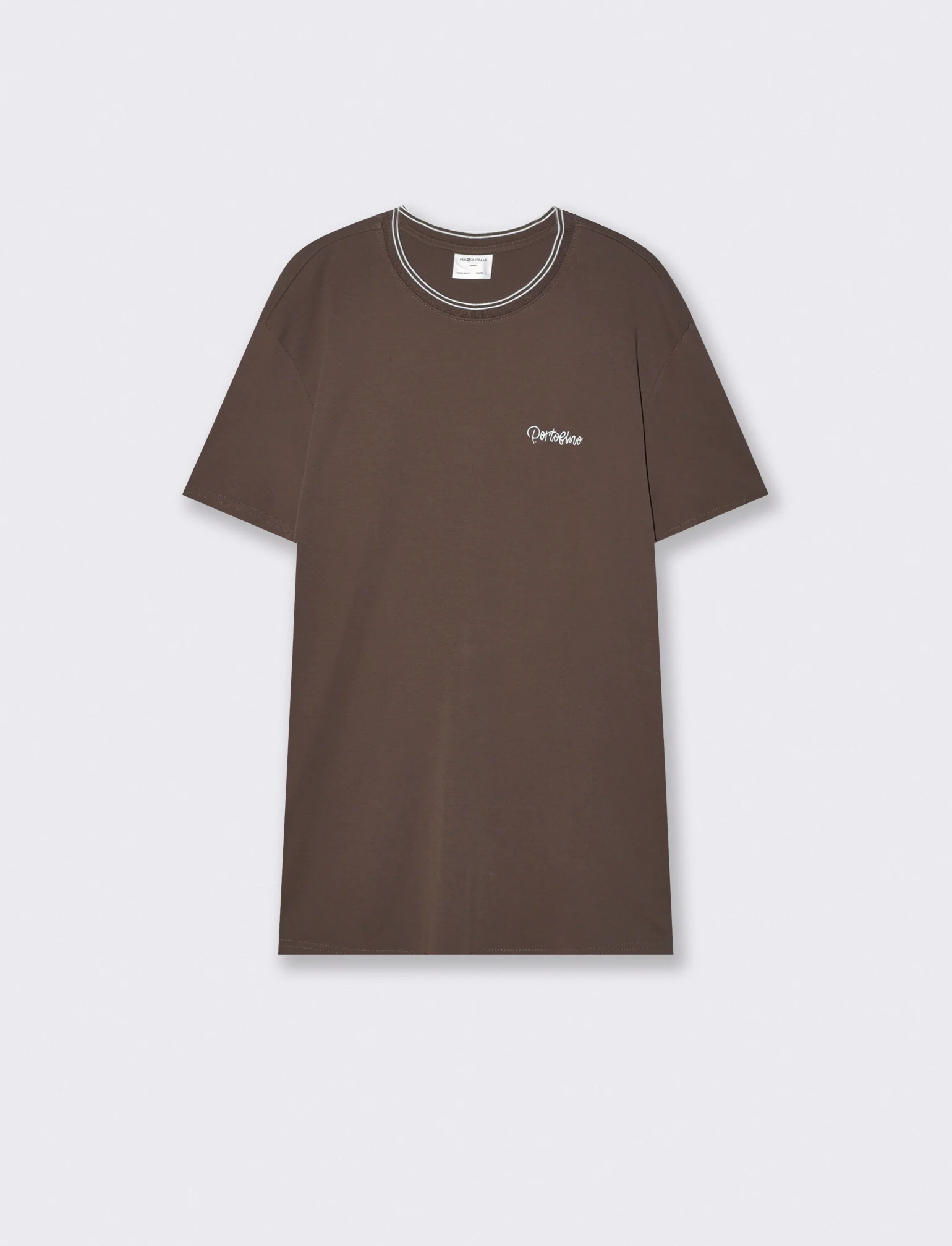 T-shirt cotone mercerizzato con contrasti - Moro