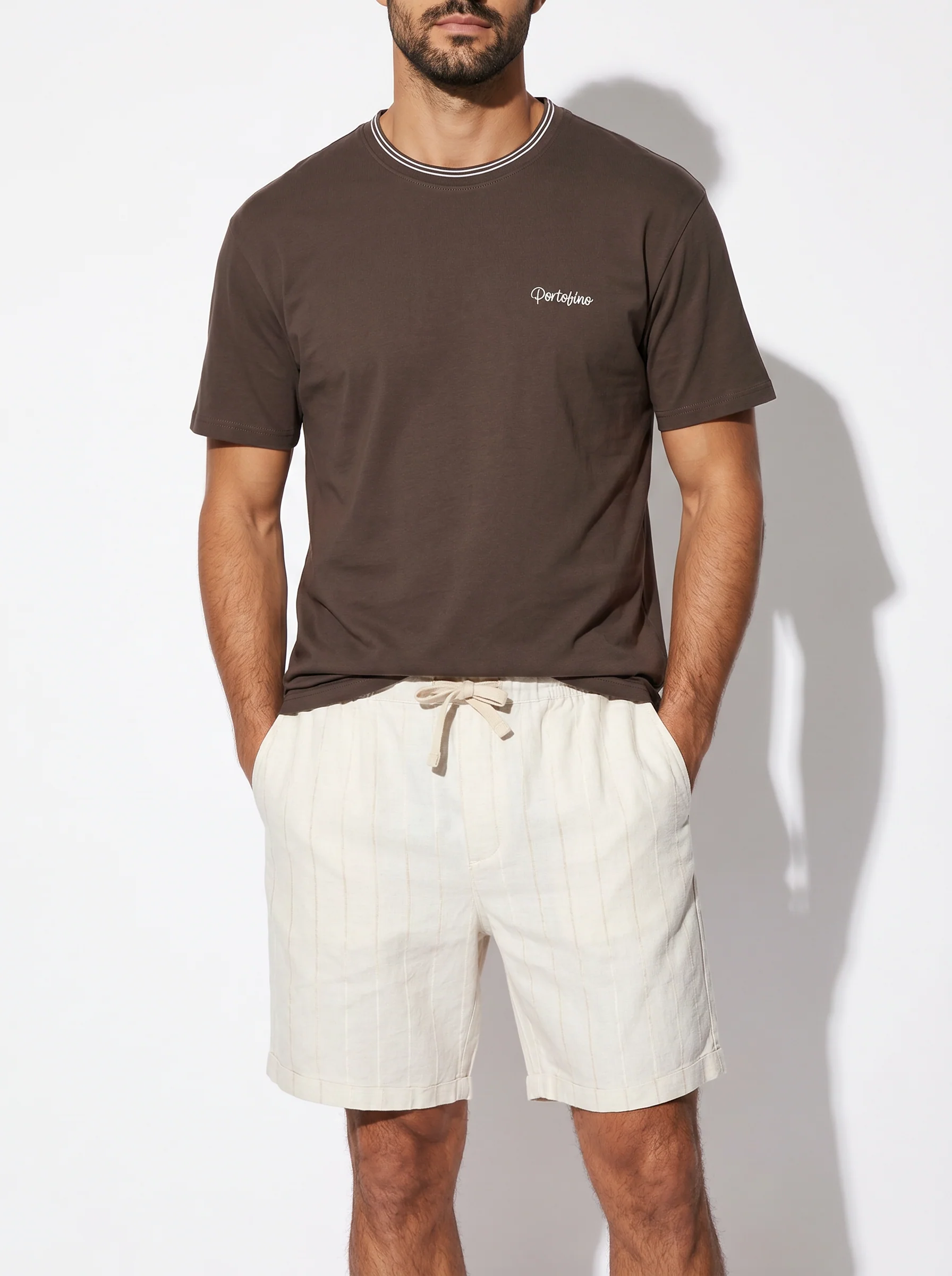 T-shirt cotone mercerizzato con contrasti - Moro - Image 3