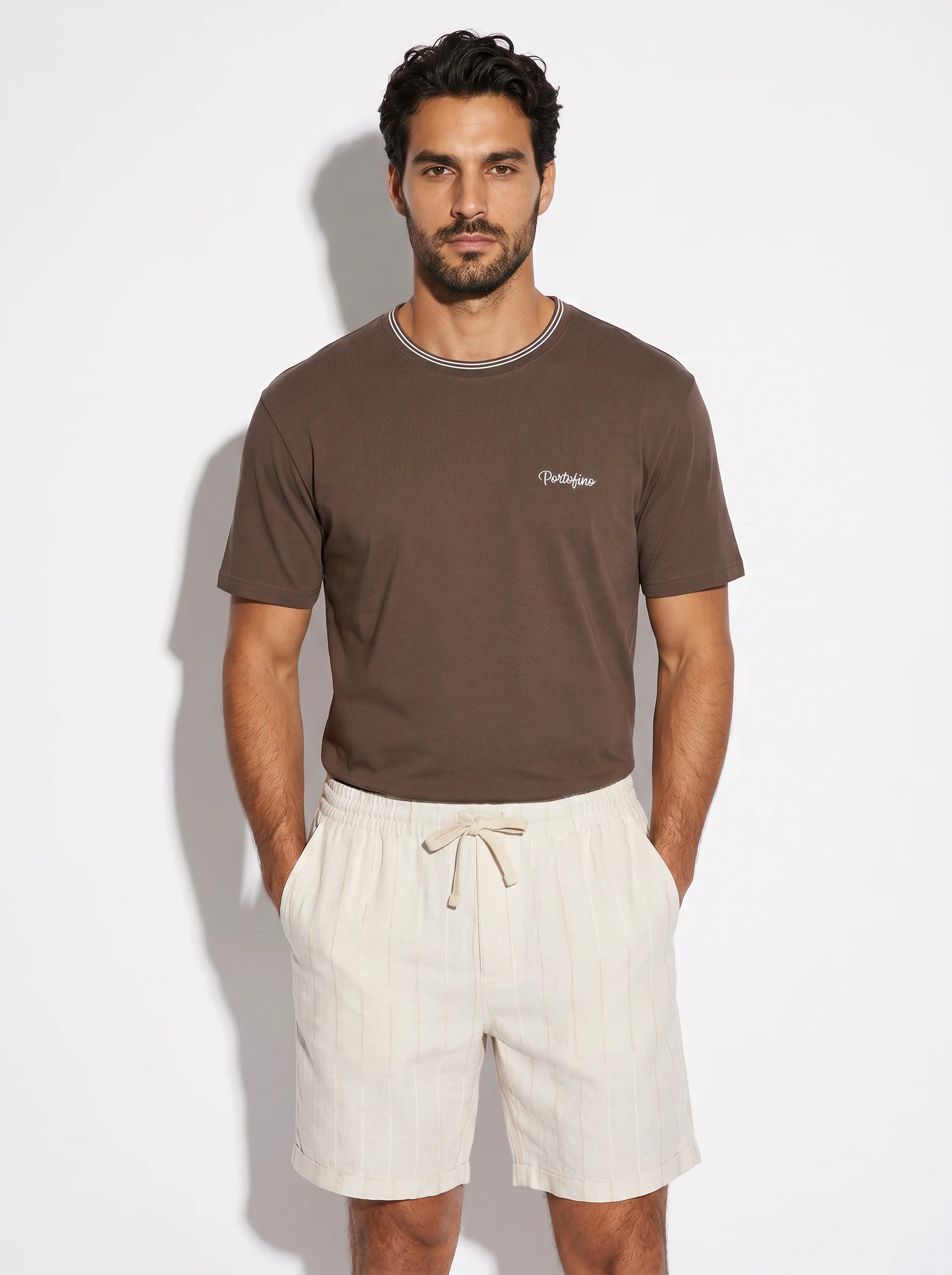 T-shirt cotone mercerizzato con contrasti - Moro - Image 4