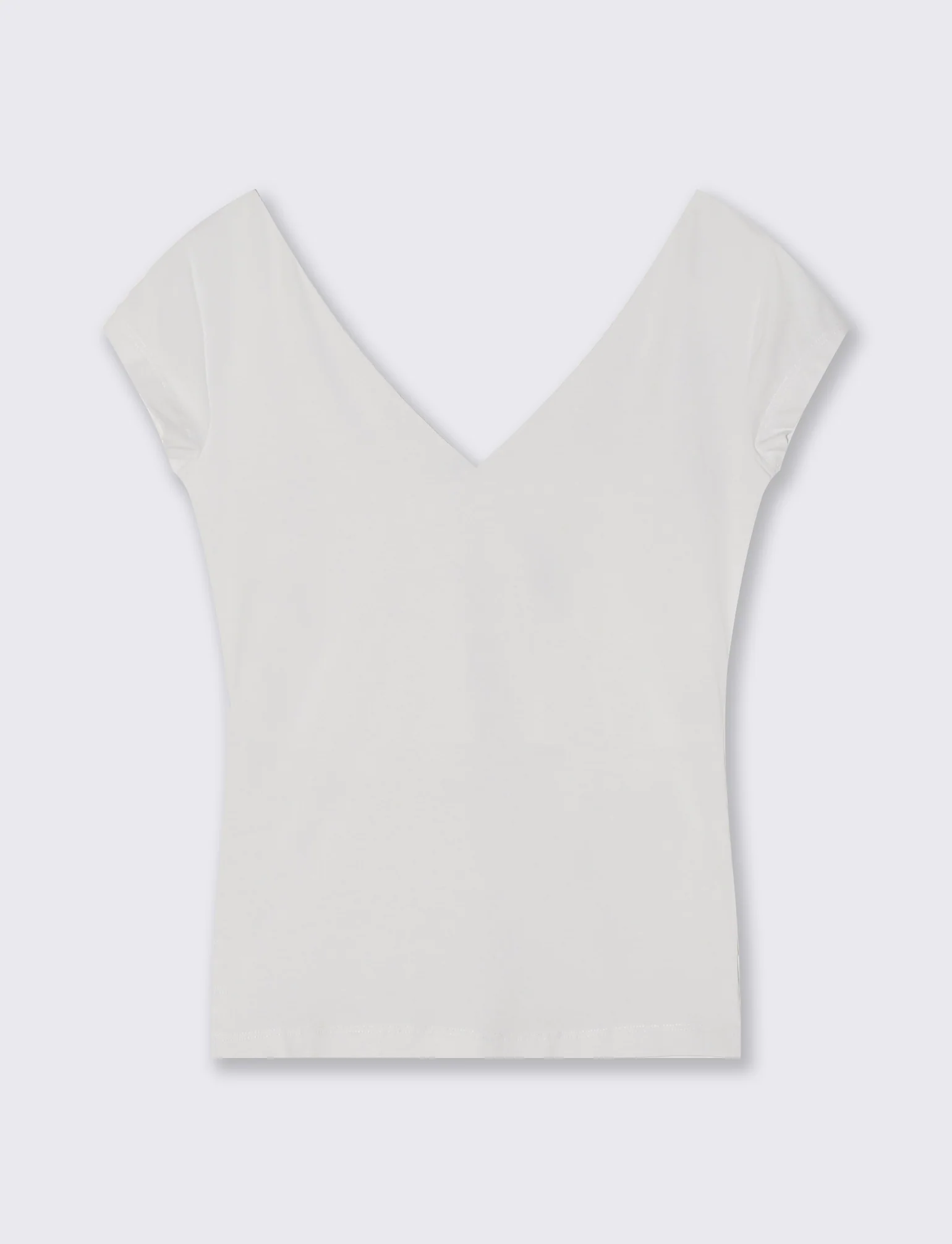 T-Shirt Cotone Scollo a V - Bianco