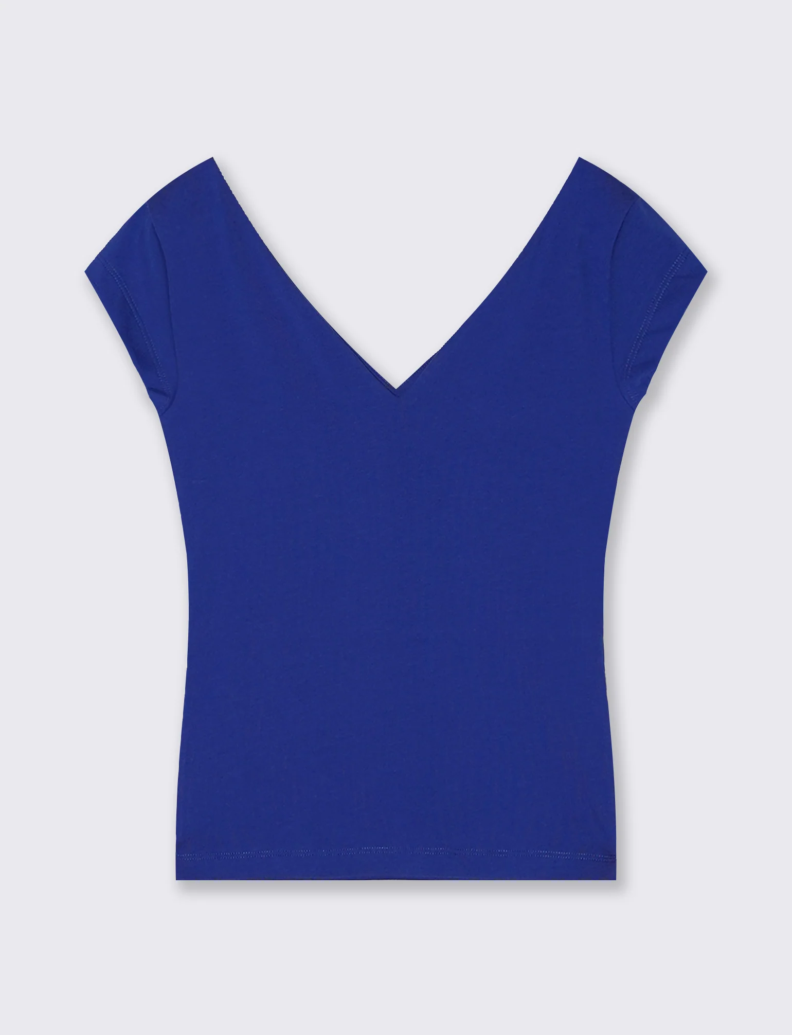 T-Shirt Cotone Scollo a V - Blu royal