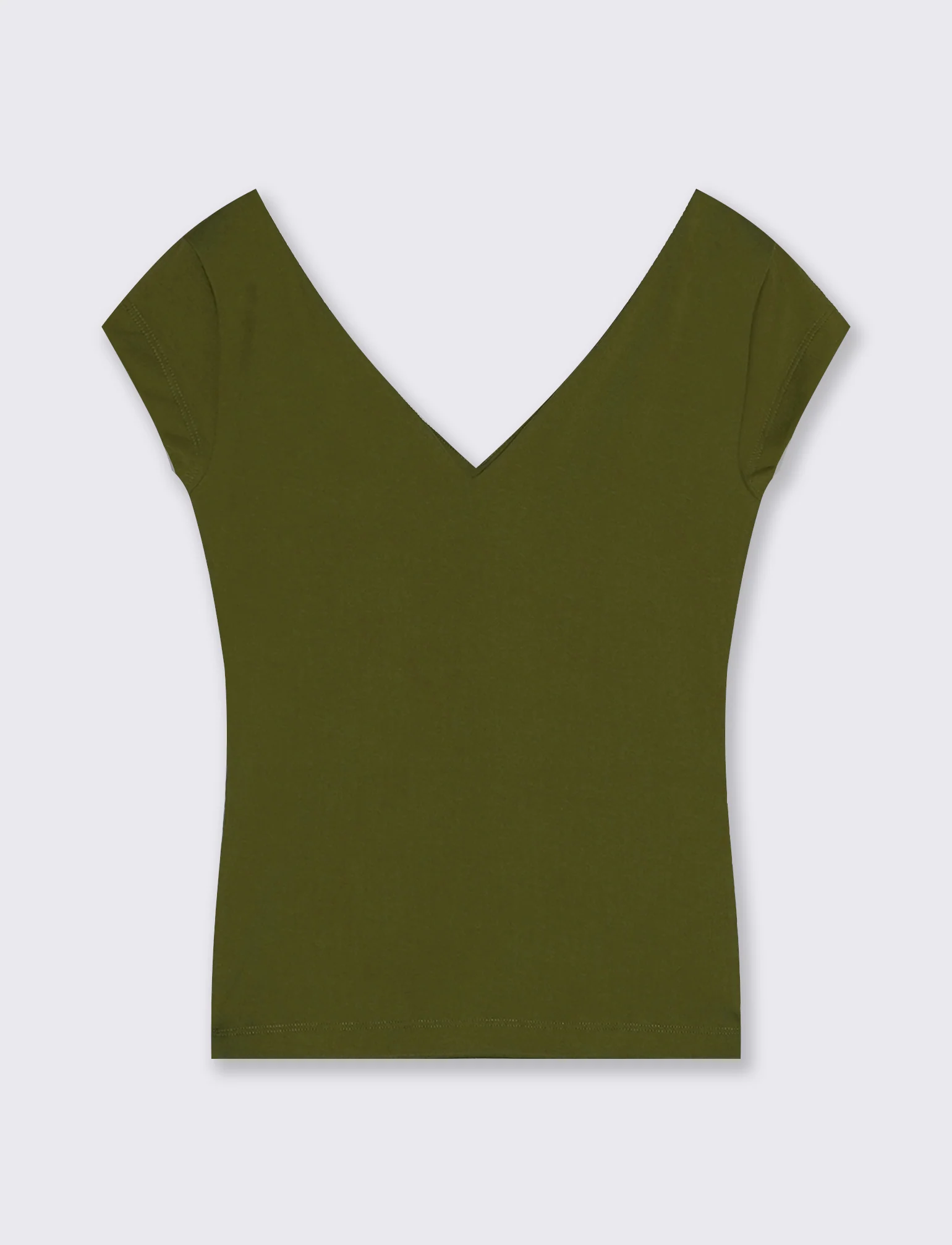 T-Shirt Cotone Scollo a V - Verde abete