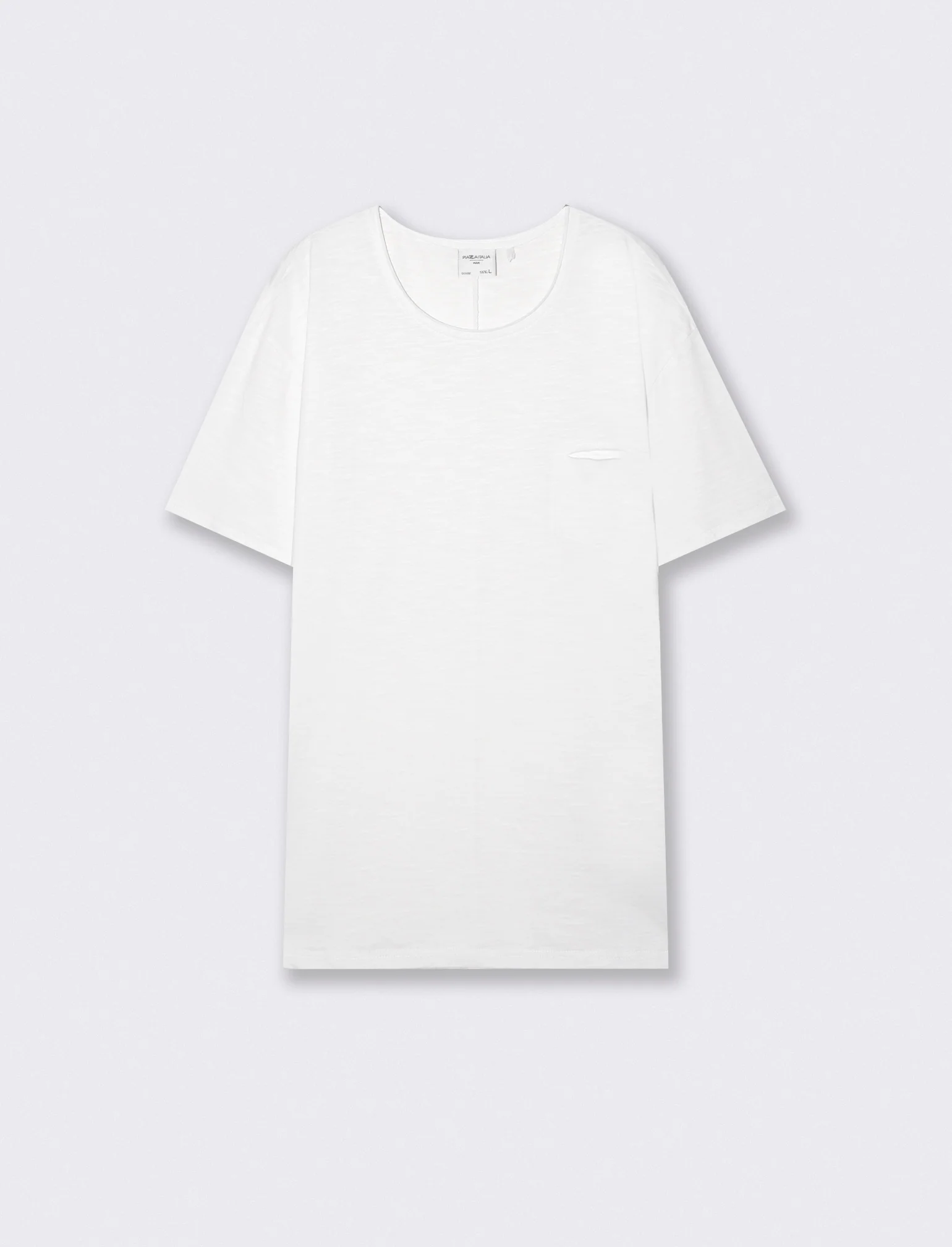 T-shirt cotone slub loose fit con tasca - Bianco