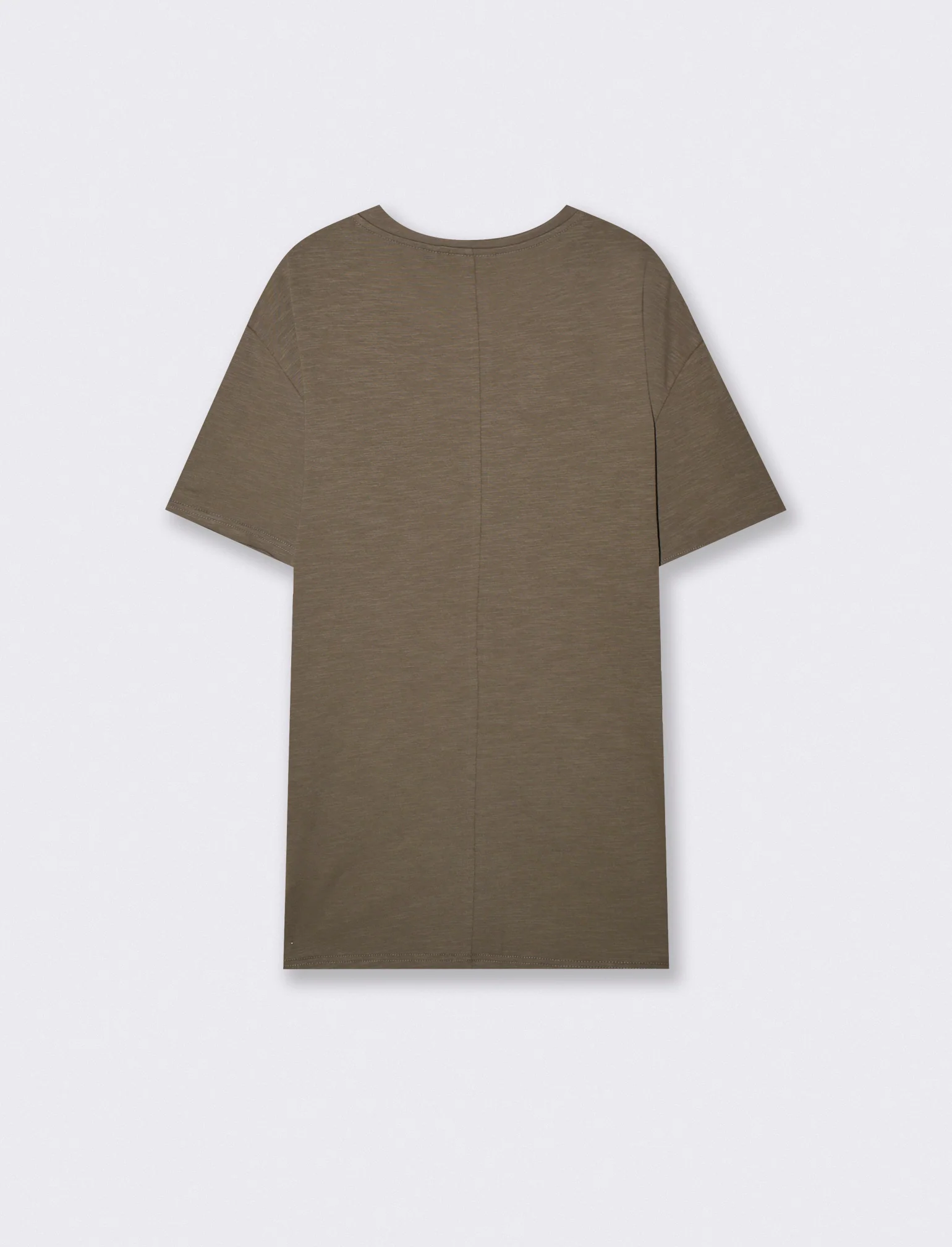 T-shirt cotone slub loose fit con tasca - Verde kaki - Image 2