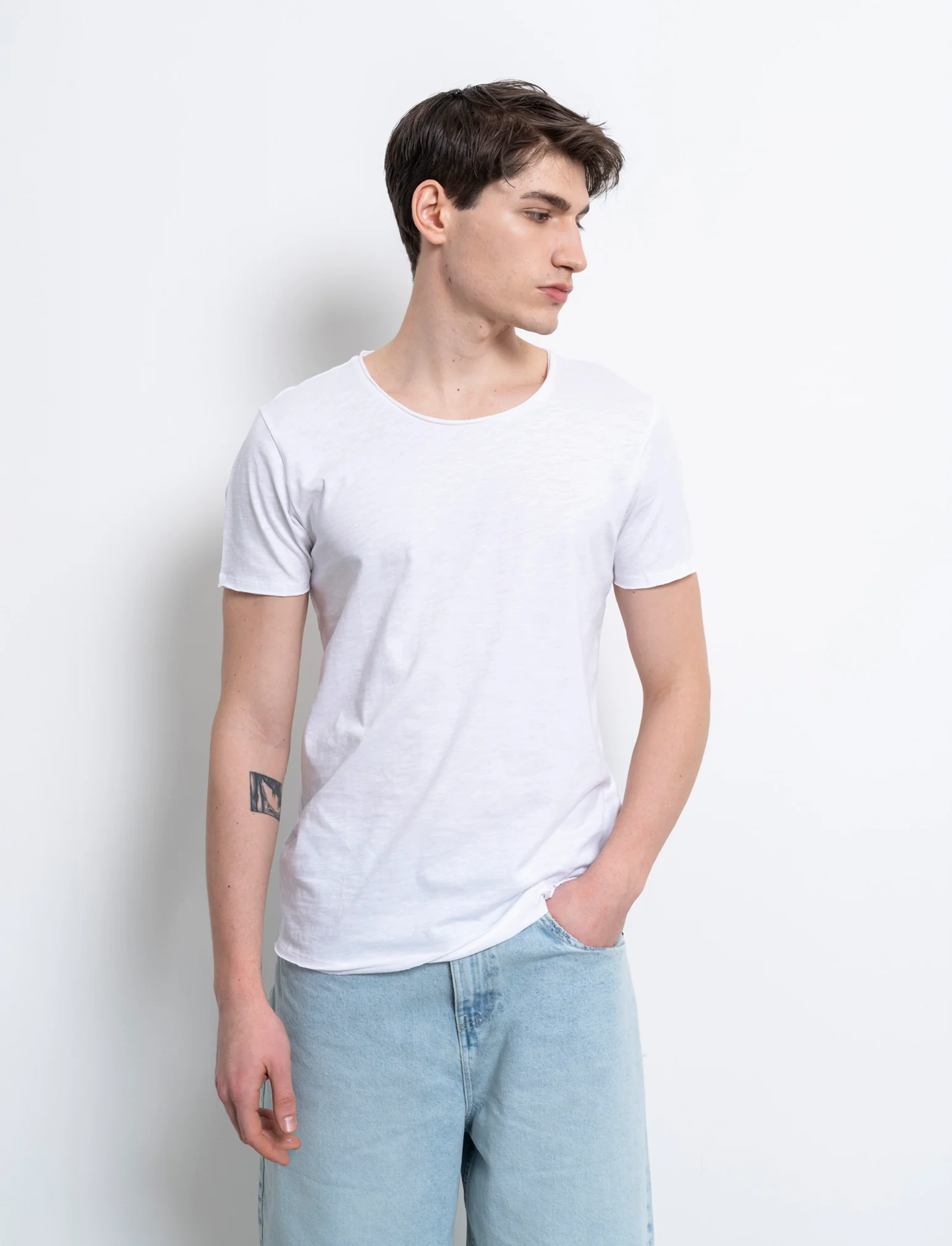 T-shirt cotone slub regular fit da uomo - Bianco - Image 3