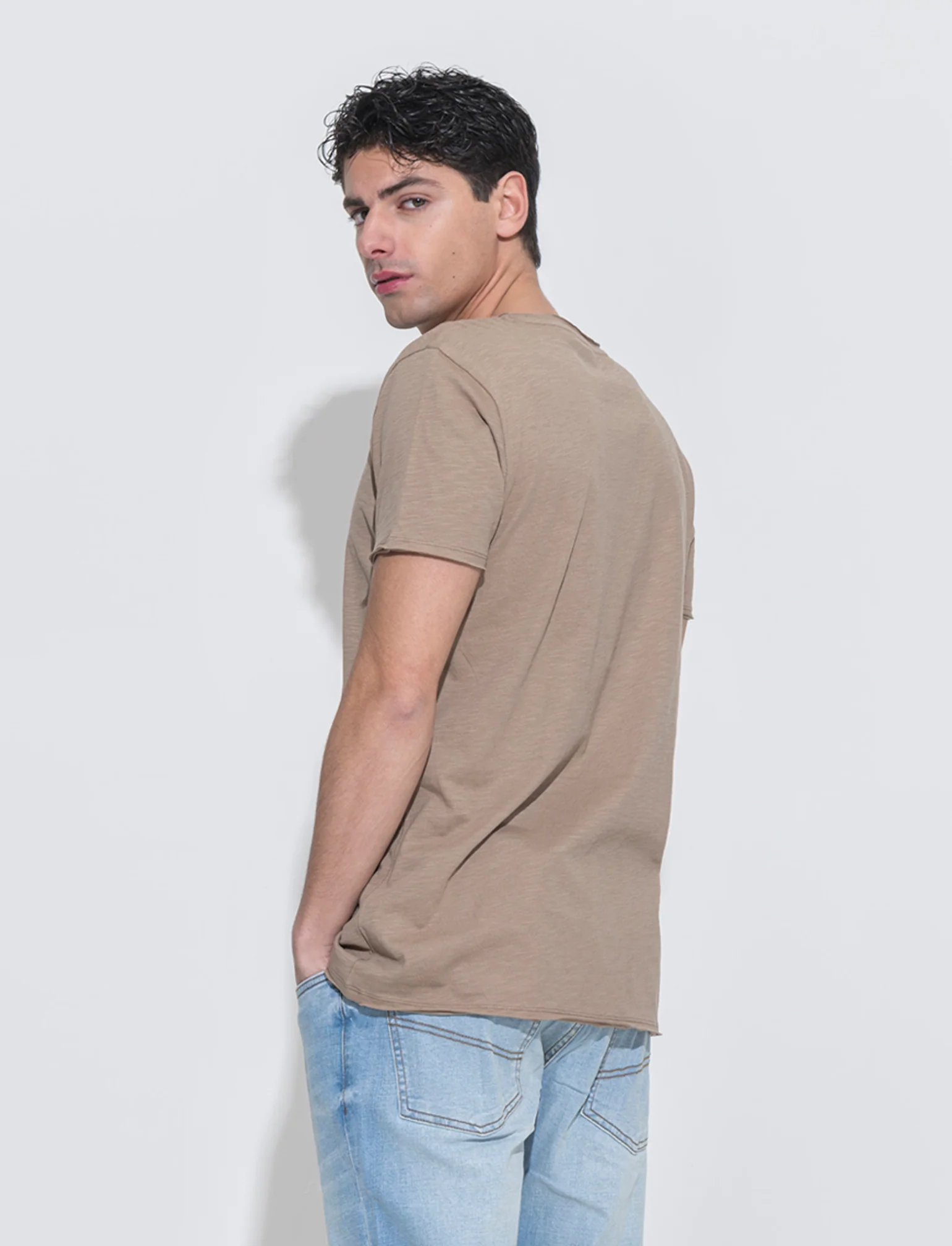 T-shirt cotone slub regular fit da uomo - Grigio tortora
