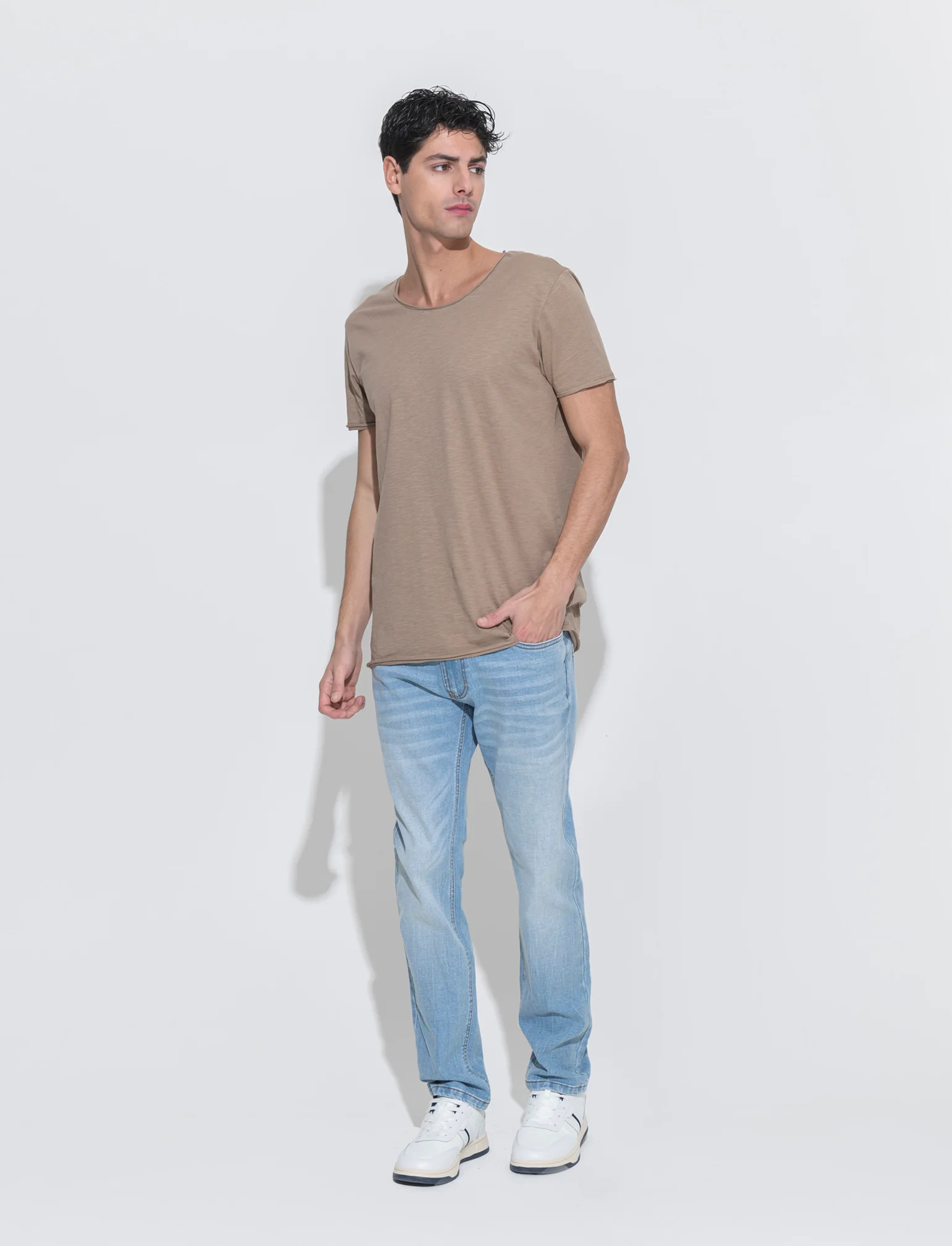 T-shirt cotone slub regular fit da uomo - Grigio tortora - Image 2