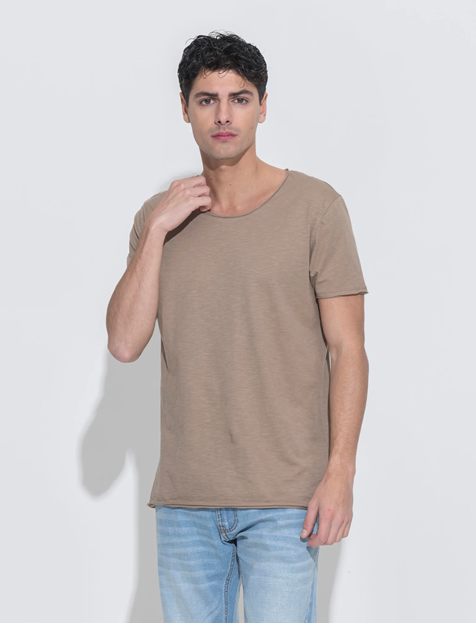 T-shirt cotone slub regular fit da uomo - Grigio tortora - Image 3