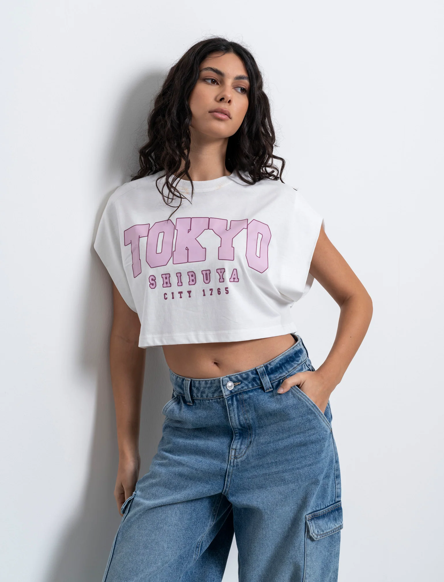 T-shirt crop con stampa da donna - var 1 - Image 3