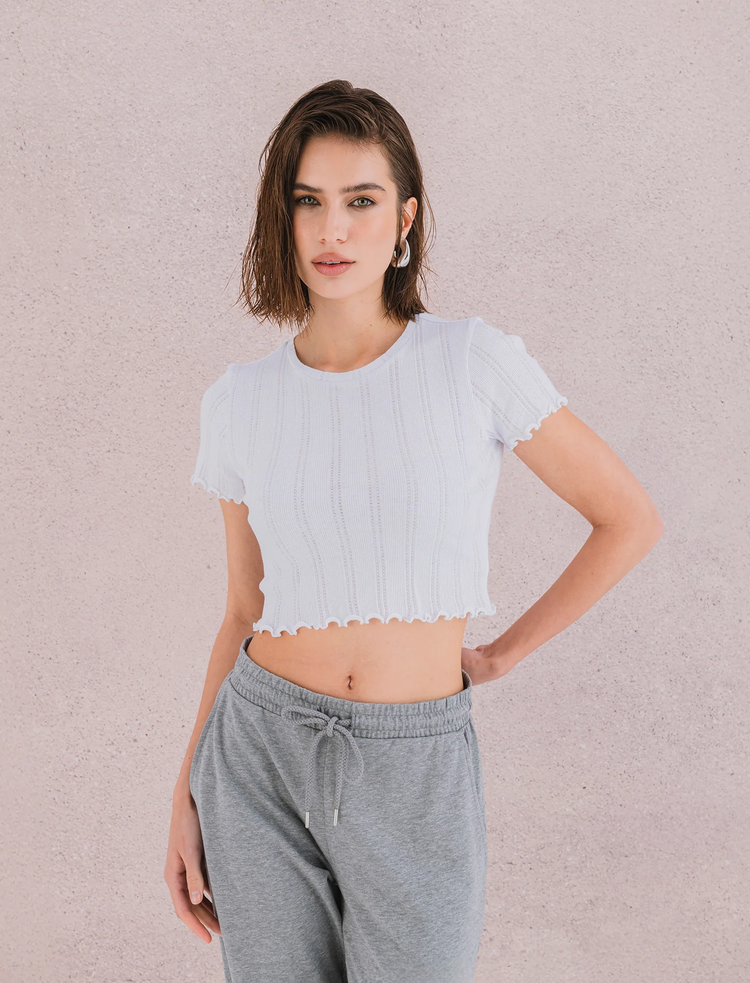 T-shirt crop da donna - Bianco